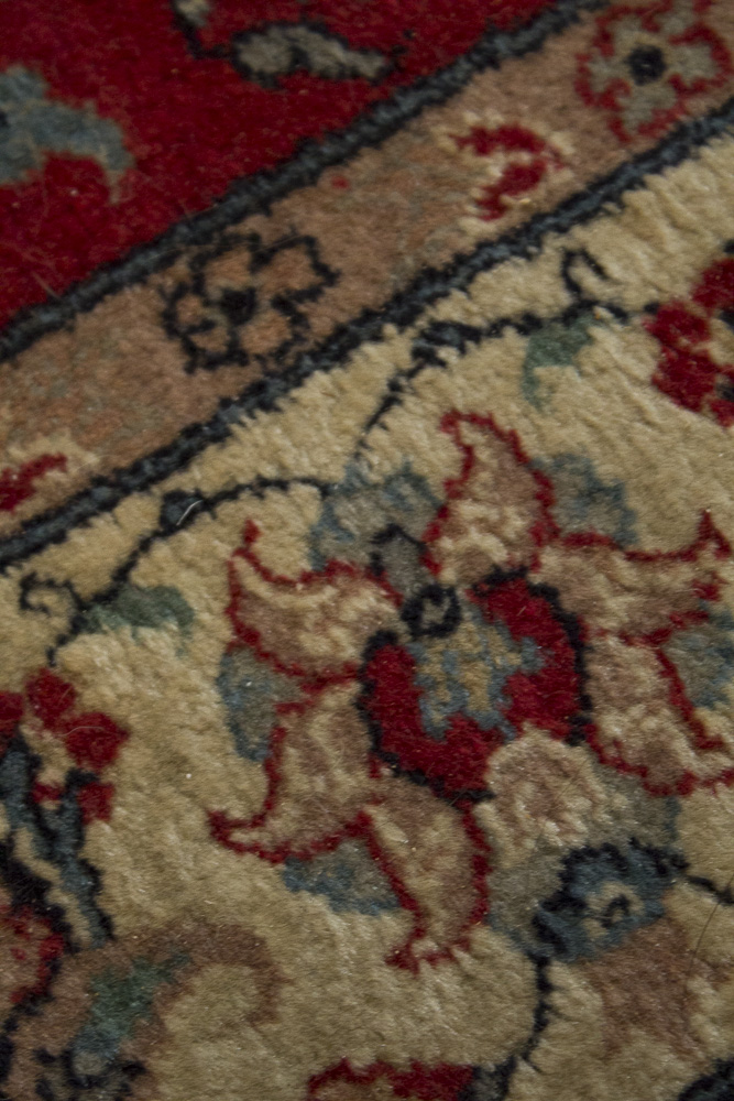 Power Loomed Red and Cream Area Rug