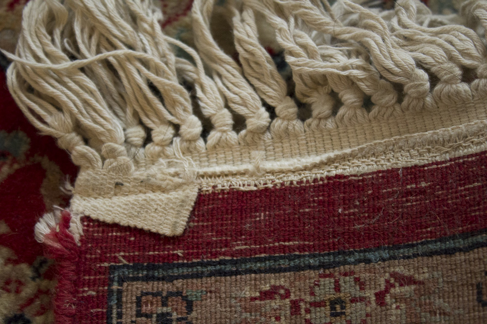 Power Loomed Red and Cream Area Rug