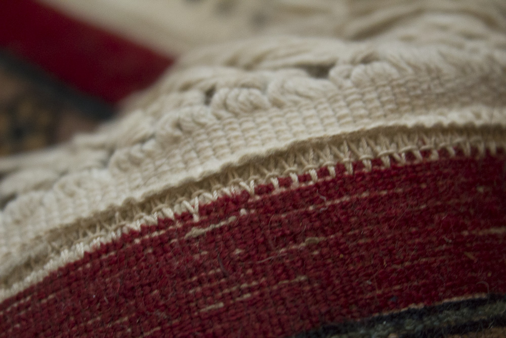 Power Loomed Red and Cream Area Rug