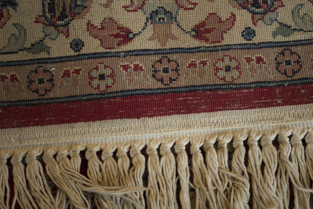 Power Loomed Red and Cream Area Rug