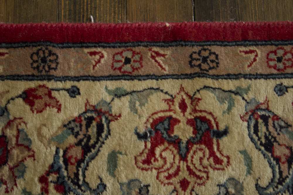 Power Loomed Red and Cream Area Rug