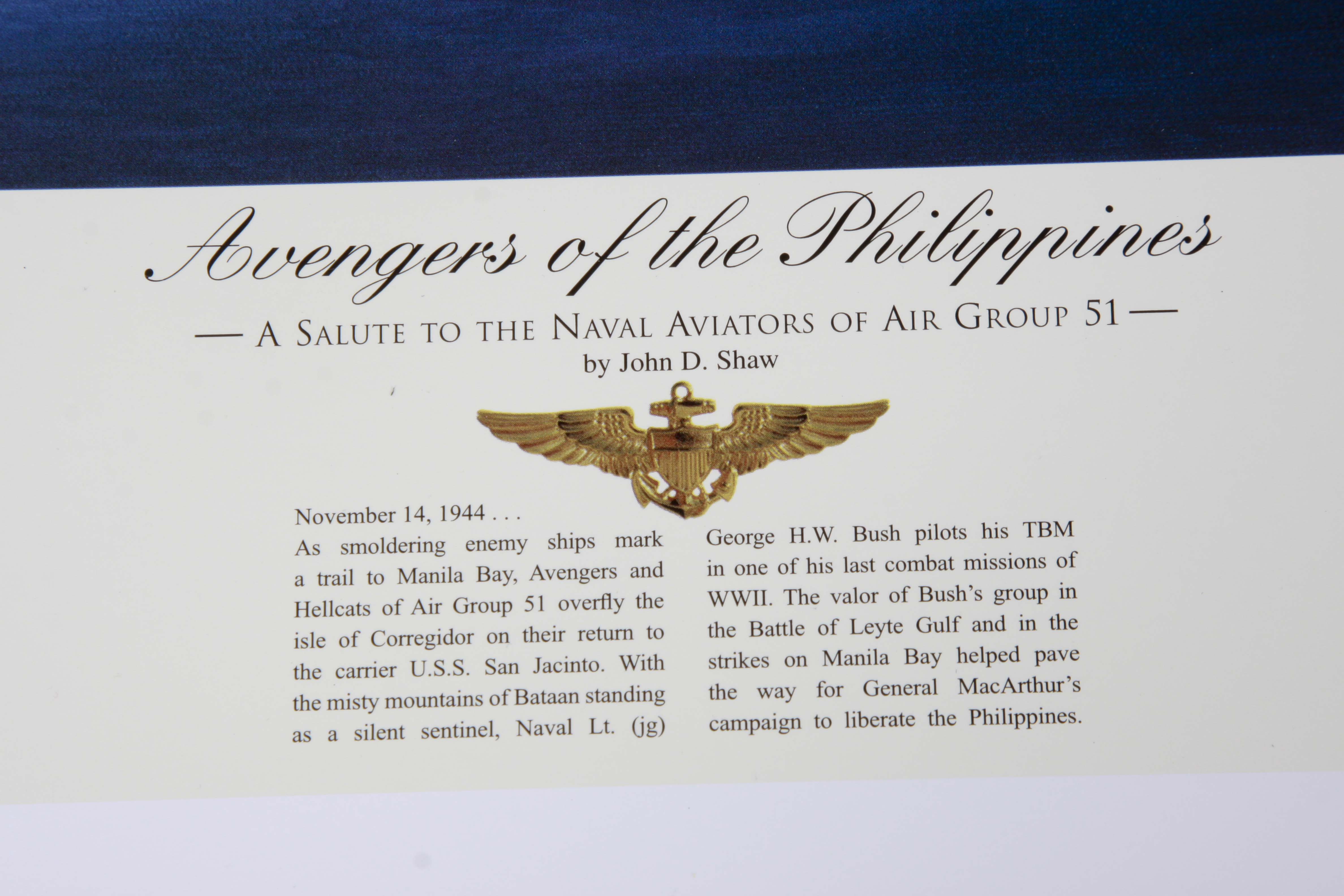 John D. Shaw Lithograph "Avengers' of the Philippines"