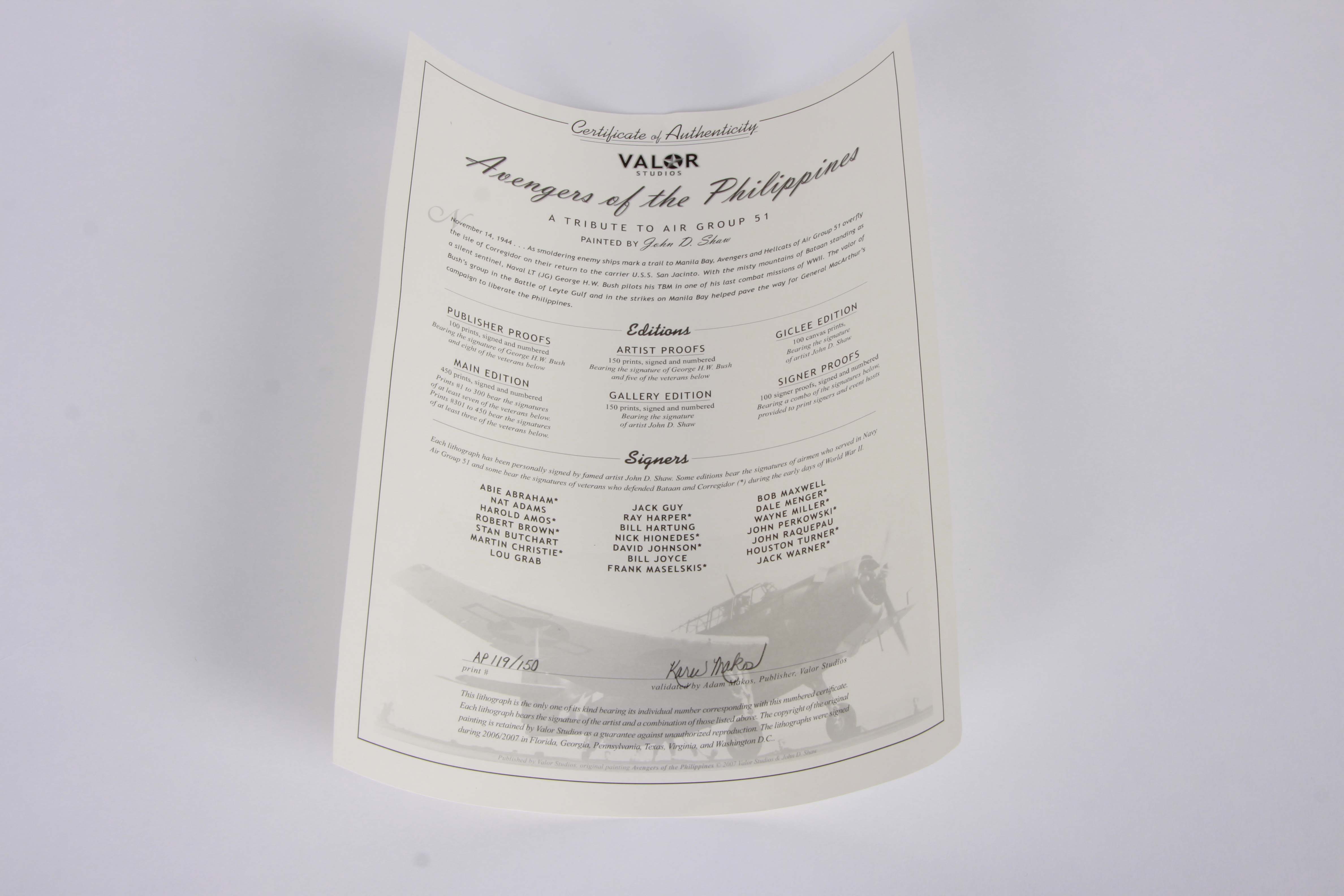 John D. Shaw Lithograph "Avengers' of the Philippines"