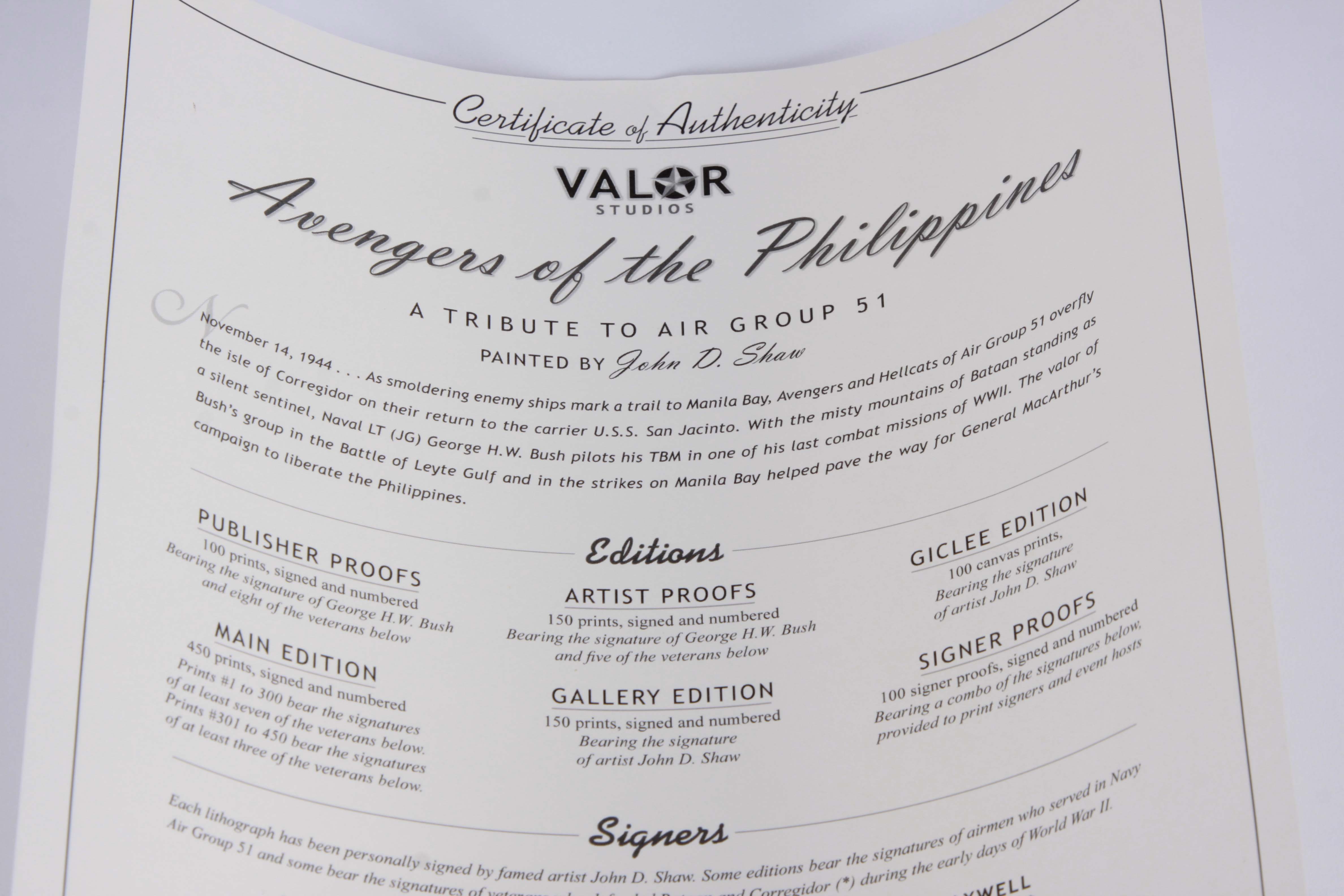 John D. Shaw Lithograph "Avengers' of the Philippines"