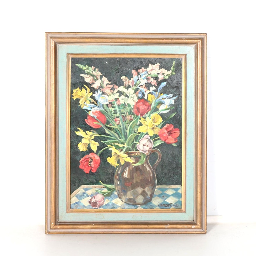 Lamartine Original Oil on Board of Floral Still Life