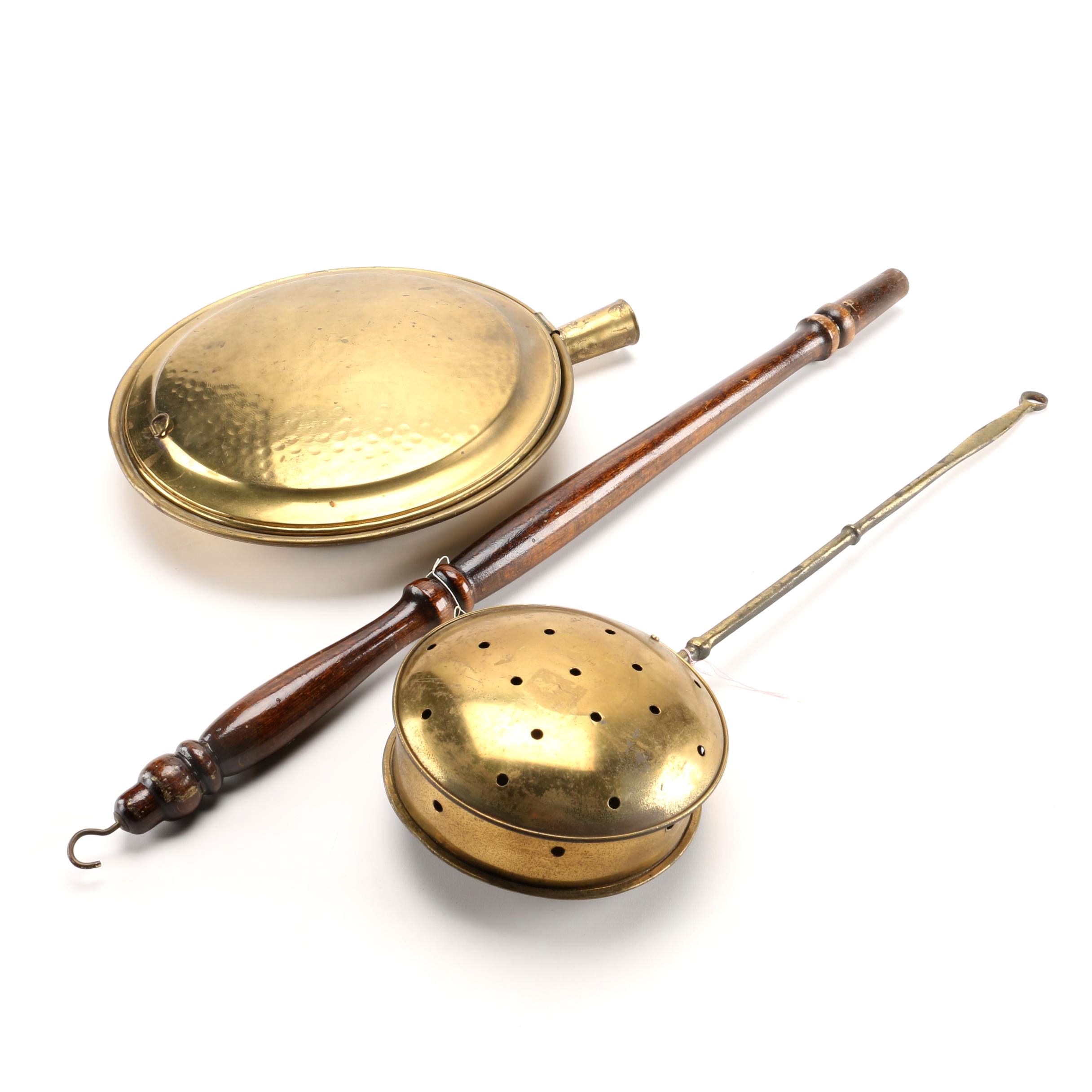 Pair of Vintage Brass Bed Warmers