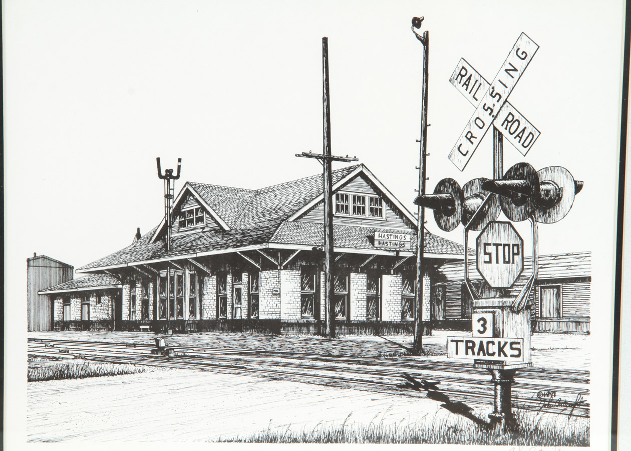 John Cartwright Signed Railroad Crossing Print