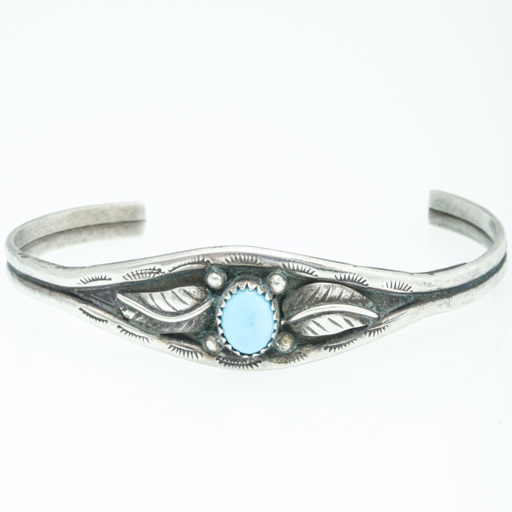 Sterling Silver and Synthetic Turquoise Cuff