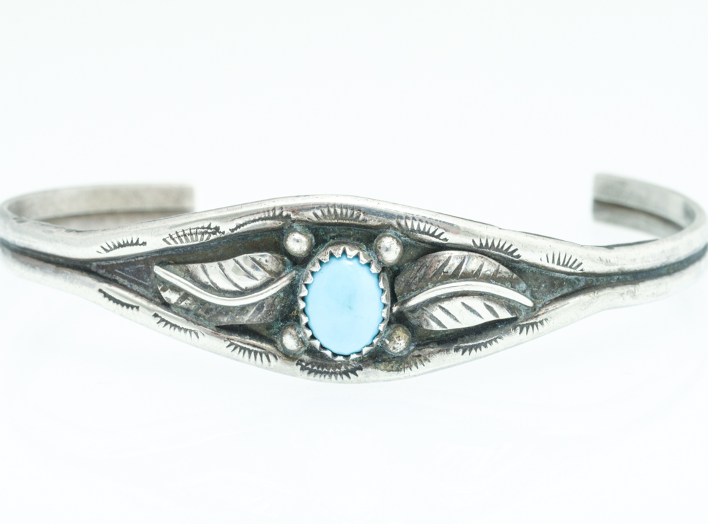 Sterling Silver and Synthetic Turquoise Cuff