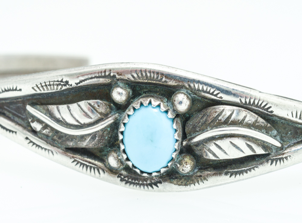 Sterling Silver and Synthetic Turquoise Cuff