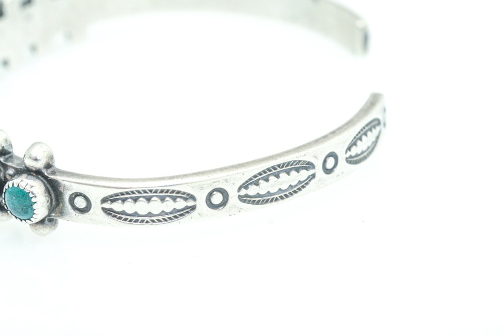 Pair of Sterling Silver and Turquoise Bracelets