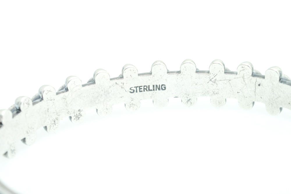 Pair of Sterling Silver and Turquoise Bracelets