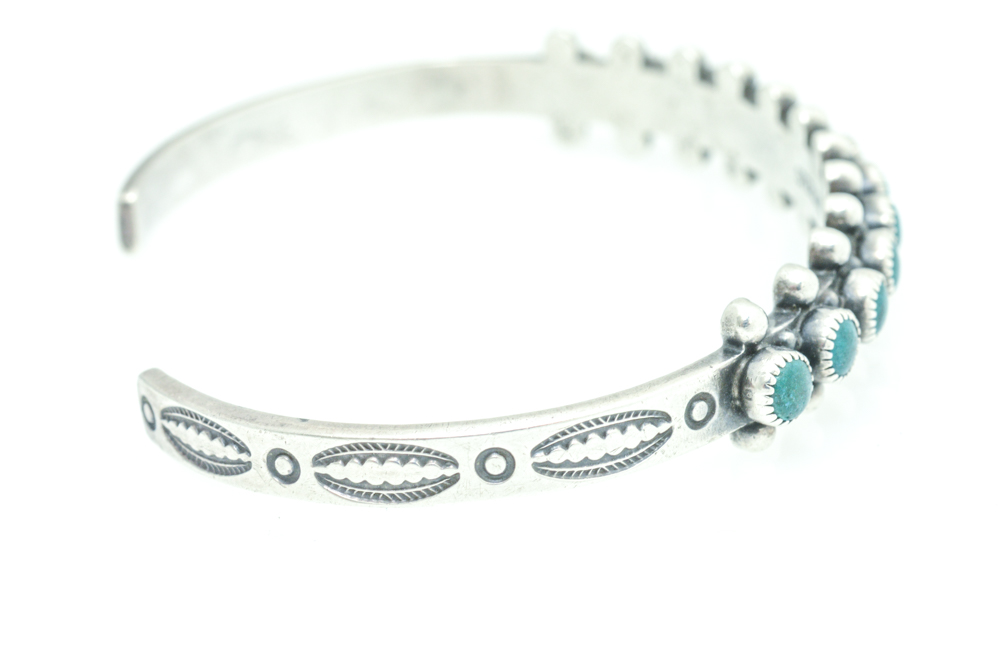 Pair of Sterling Silver and Turquoise Bracelets