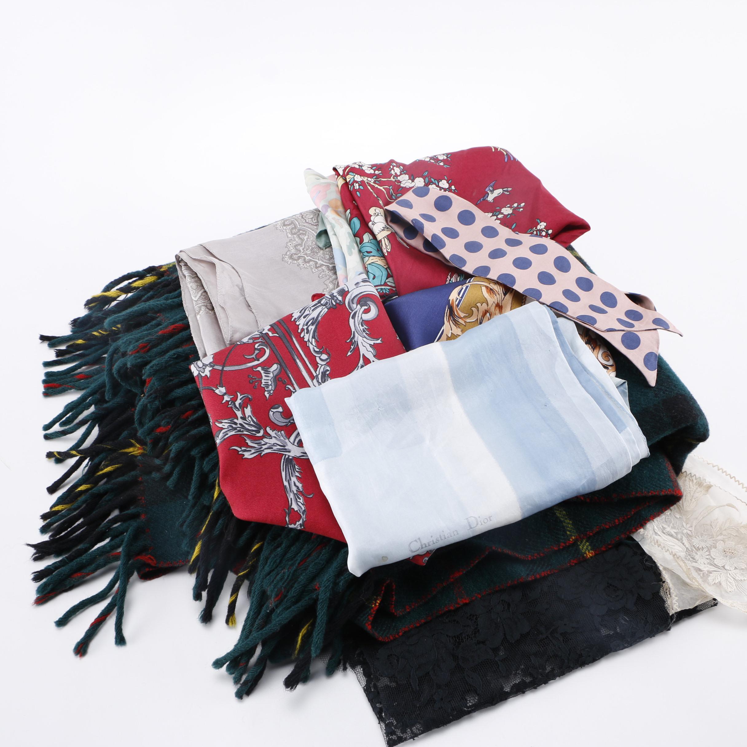 Collection of Scarves and Pendleton Blanket
