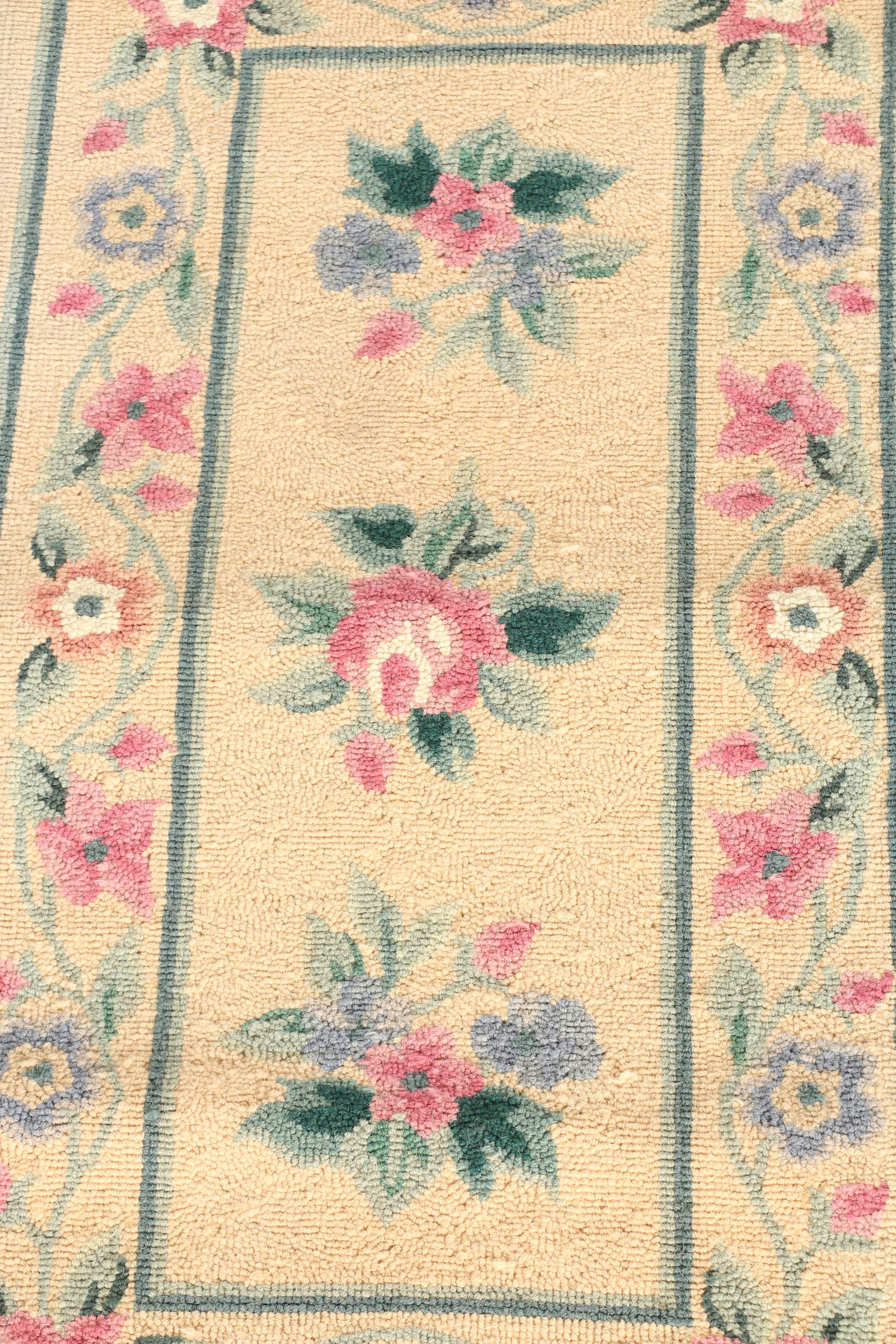 Pair of Hooked Floral Carpet Runners