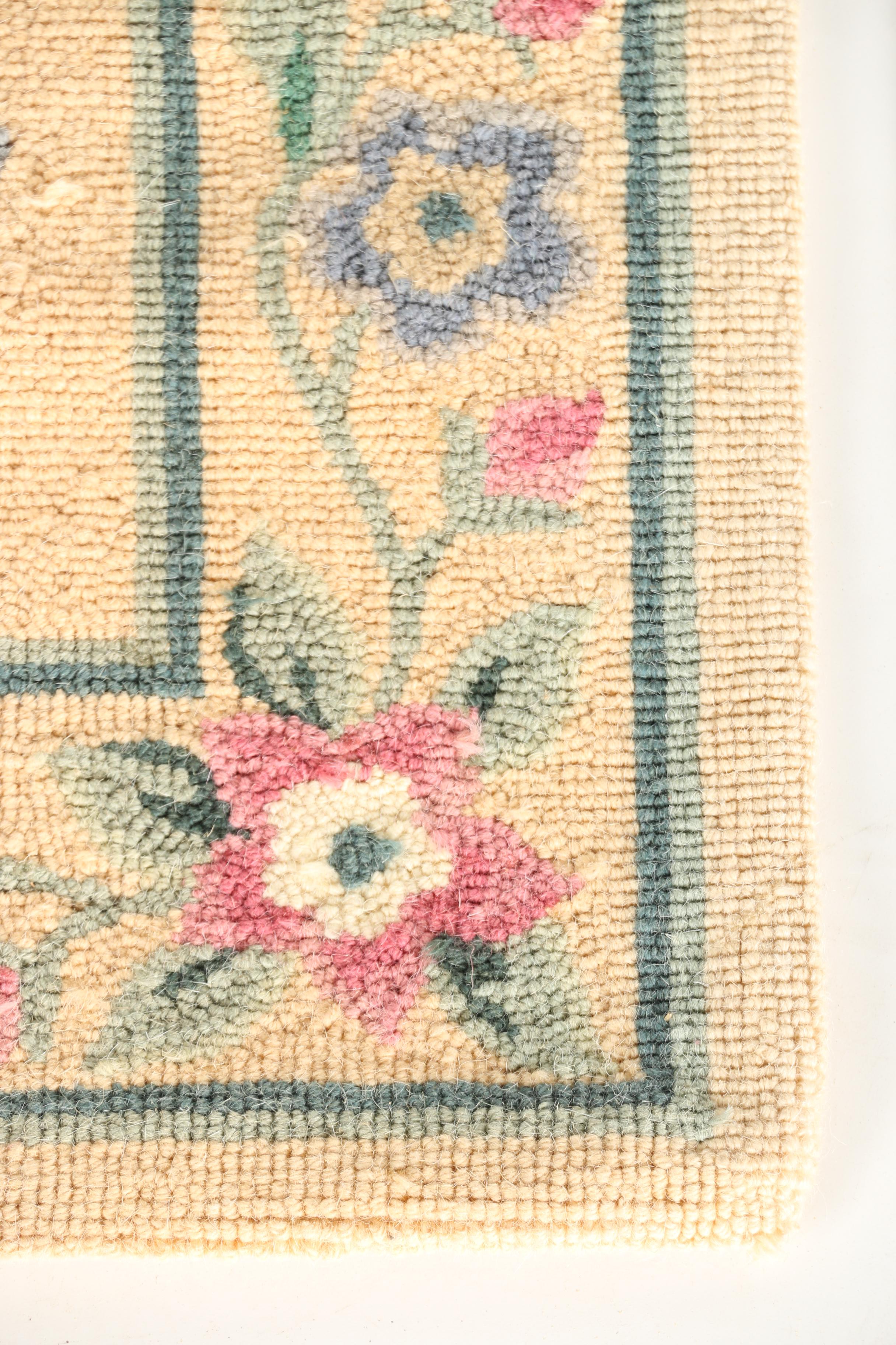 Pair of Hooked Floral Carpet Runners