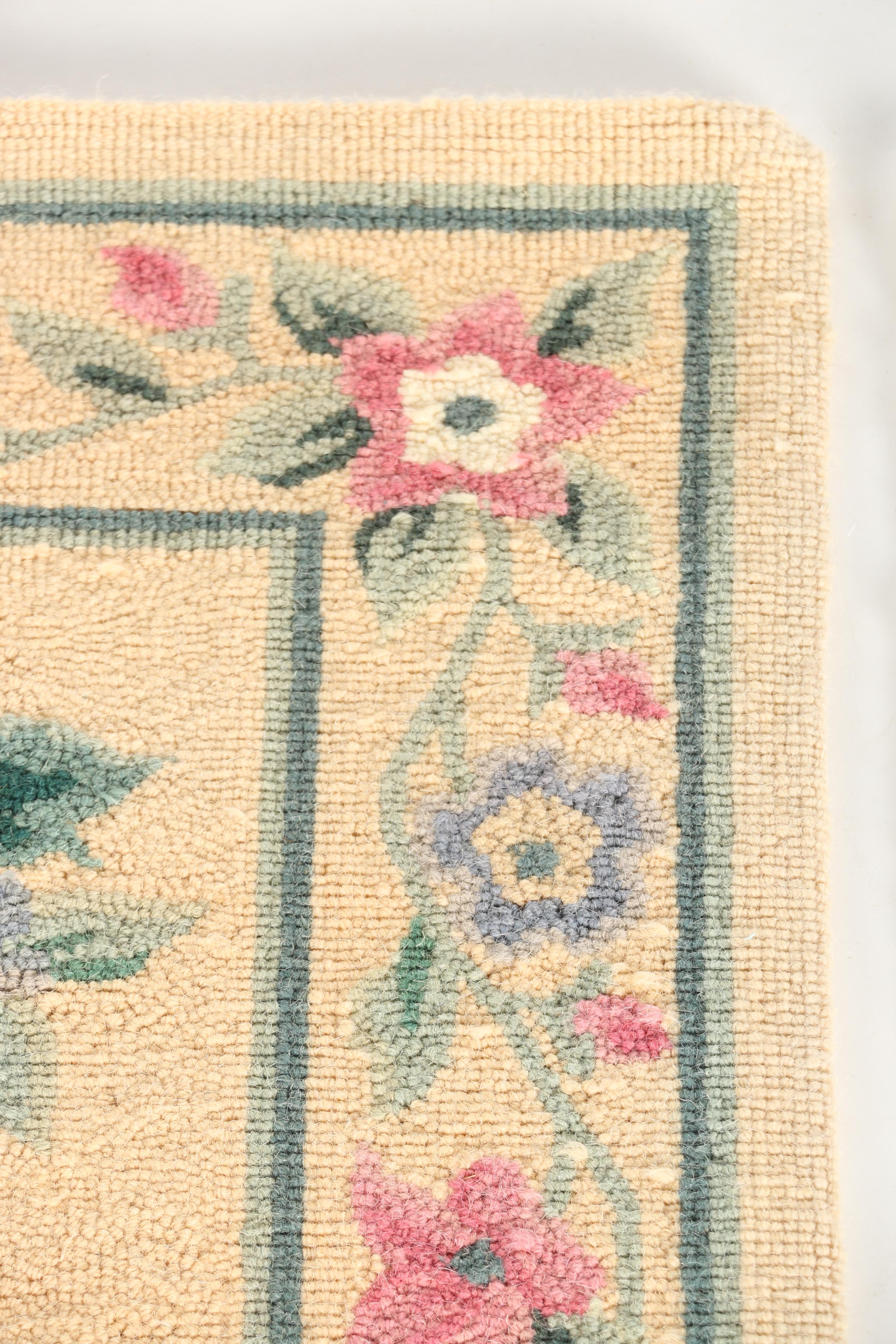 Pair of Hooked Floral Carpet Runners