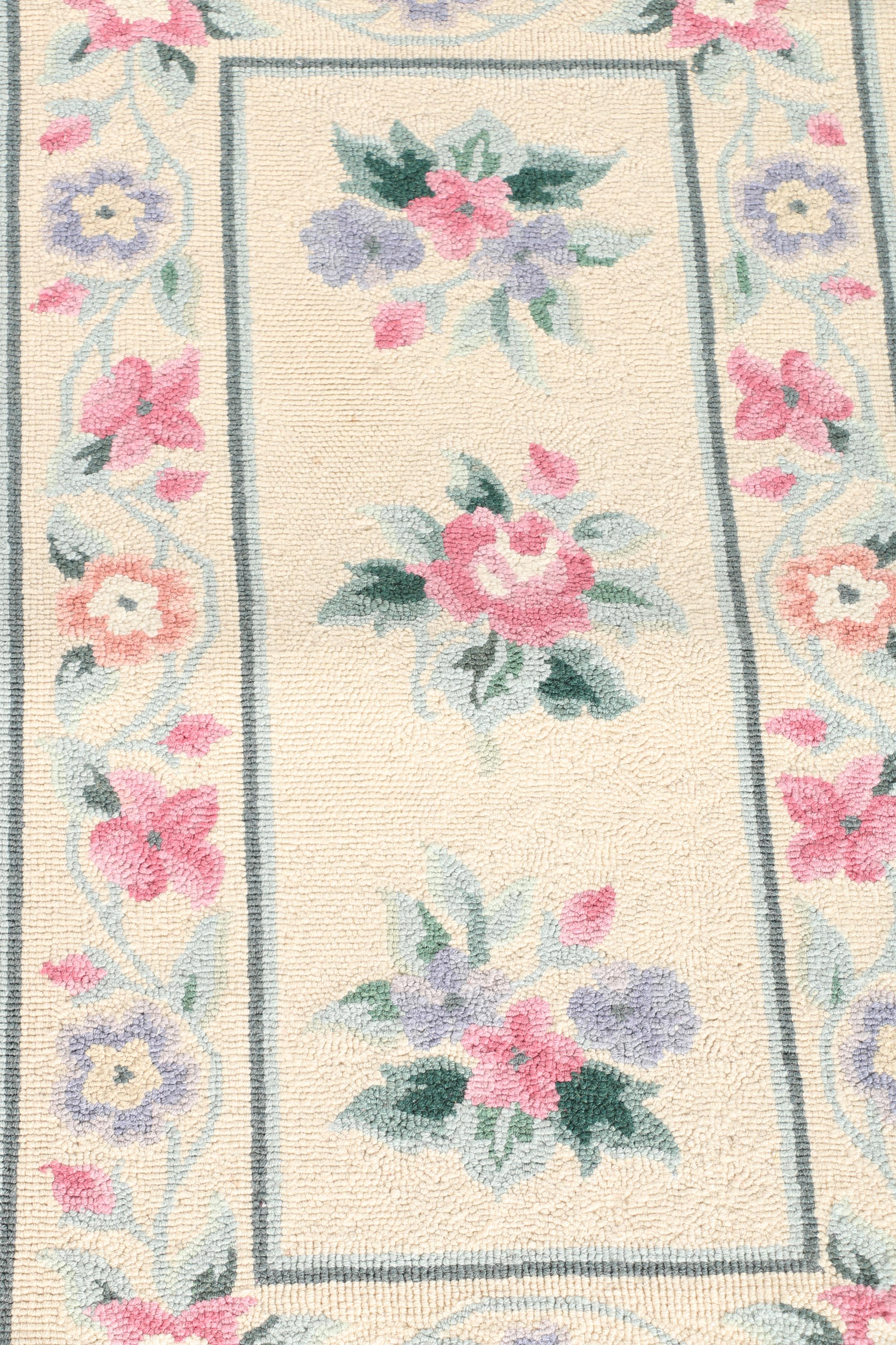 Pair of Hooked Floral Carpet Runners