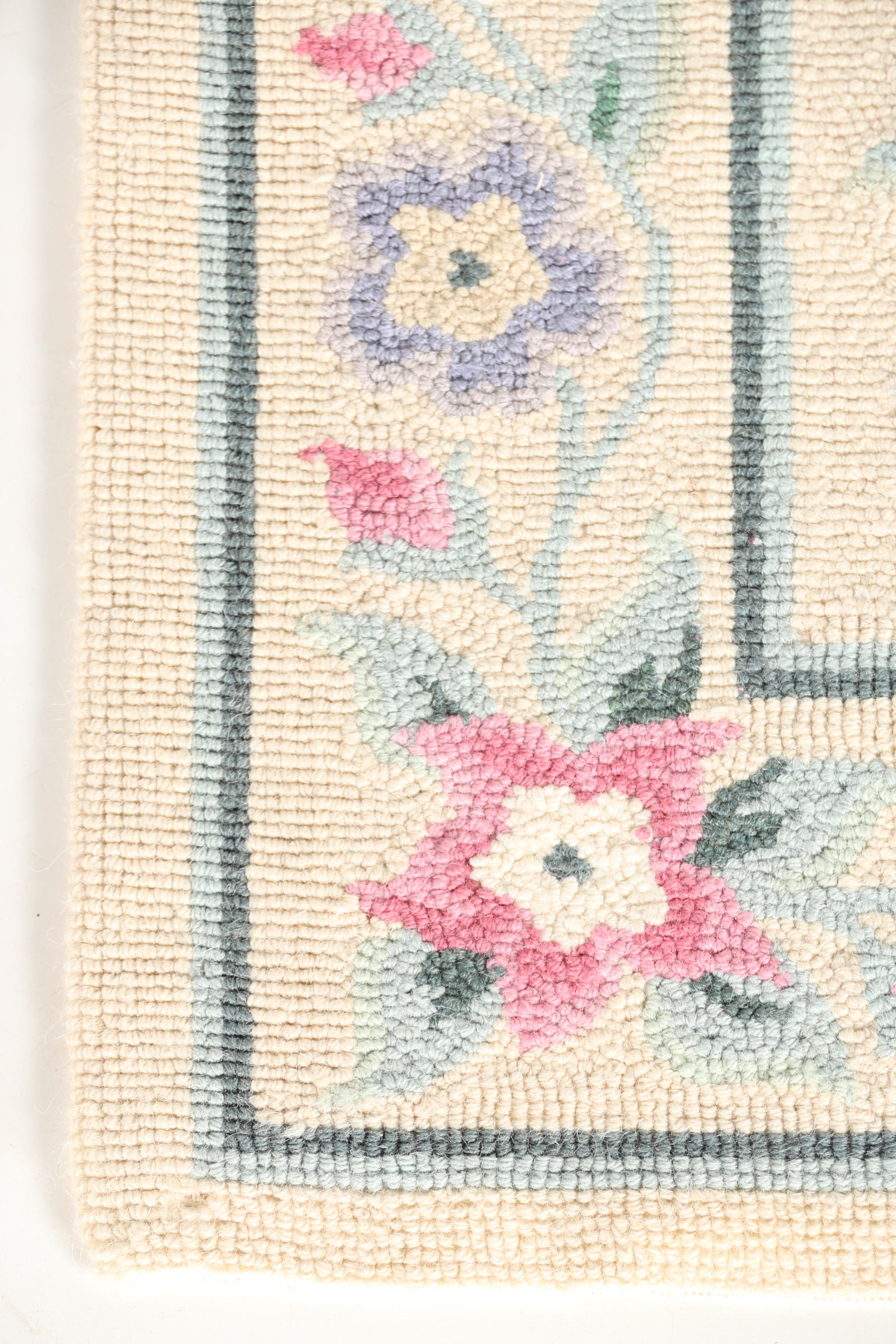 Pair of Hooked Floral Carpet Runners