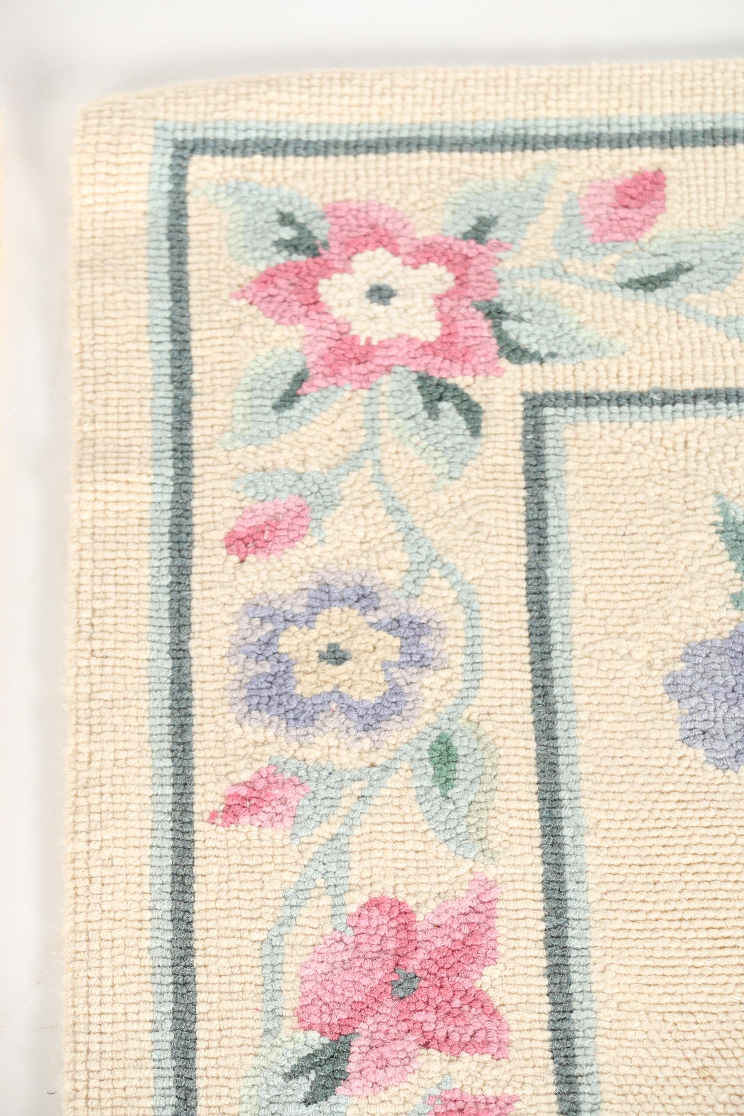 Pair of Hooked Floral Carpet Runners