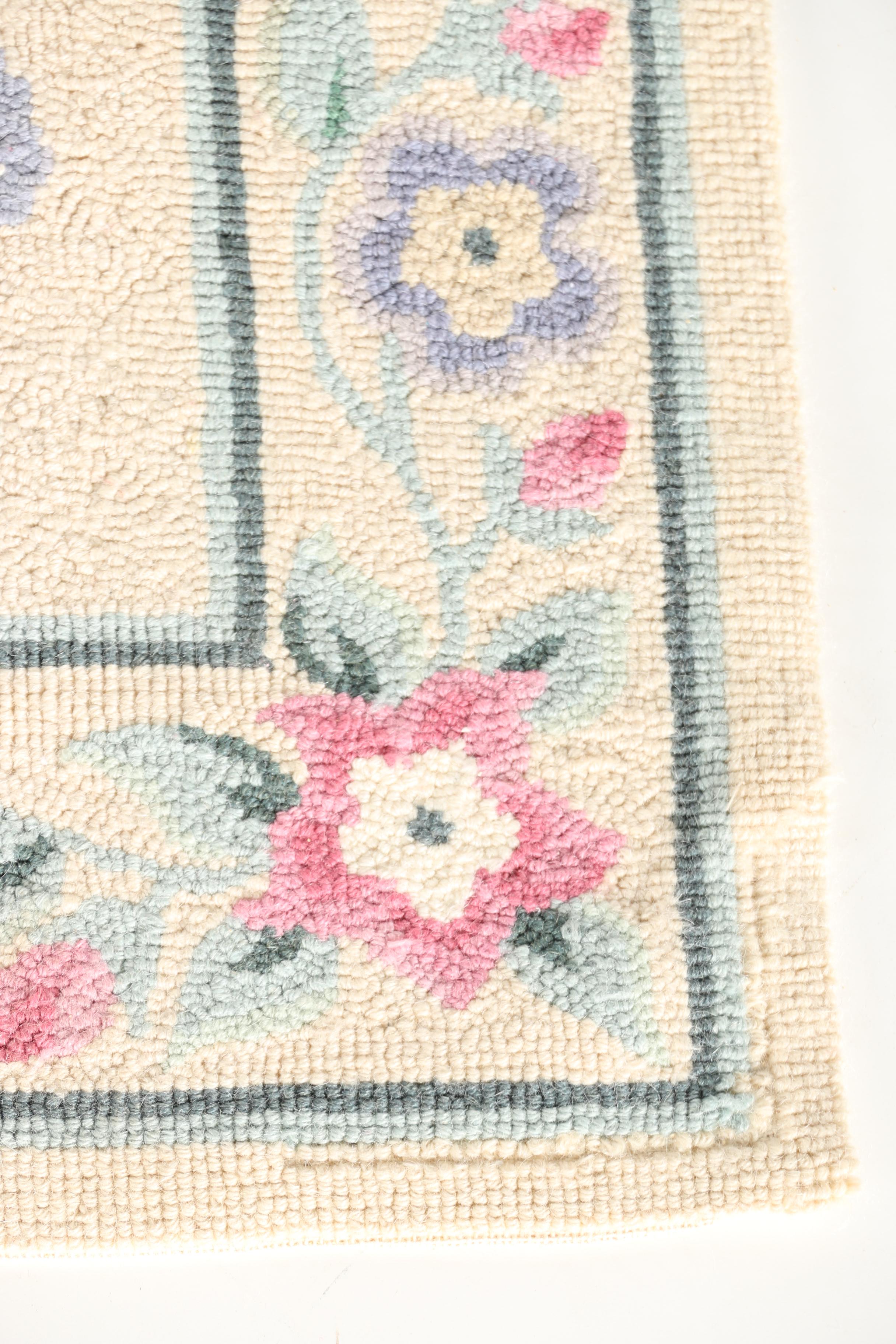 Pair of Hooked Floral Carpet Runners