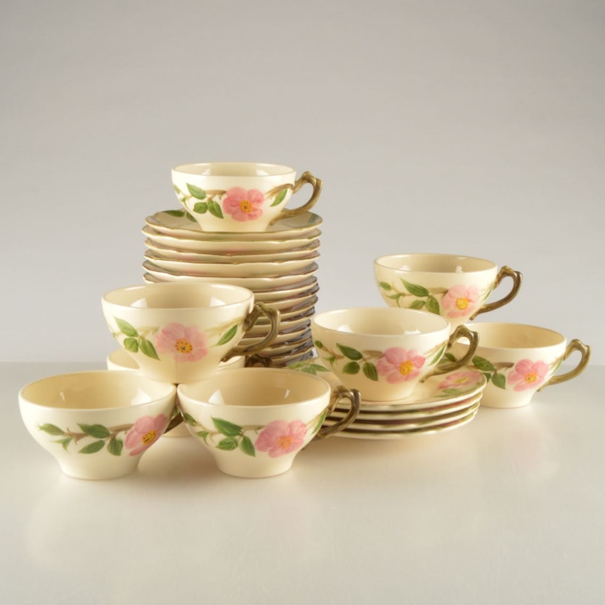 Hand-Painted Franciscan Desert Rose Cups and Saucers