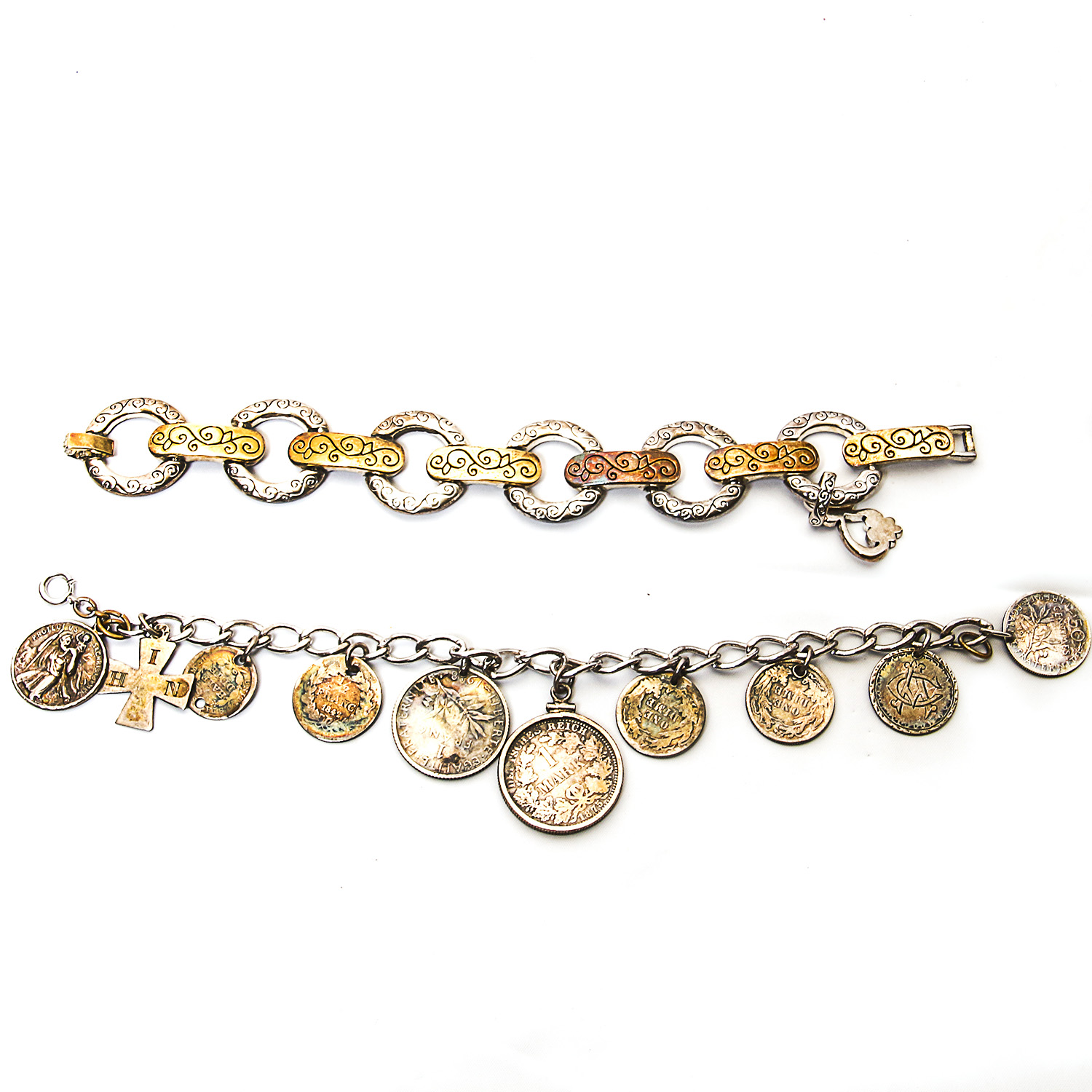 Pair of Vintage and Antique Silver Plated Bracelets