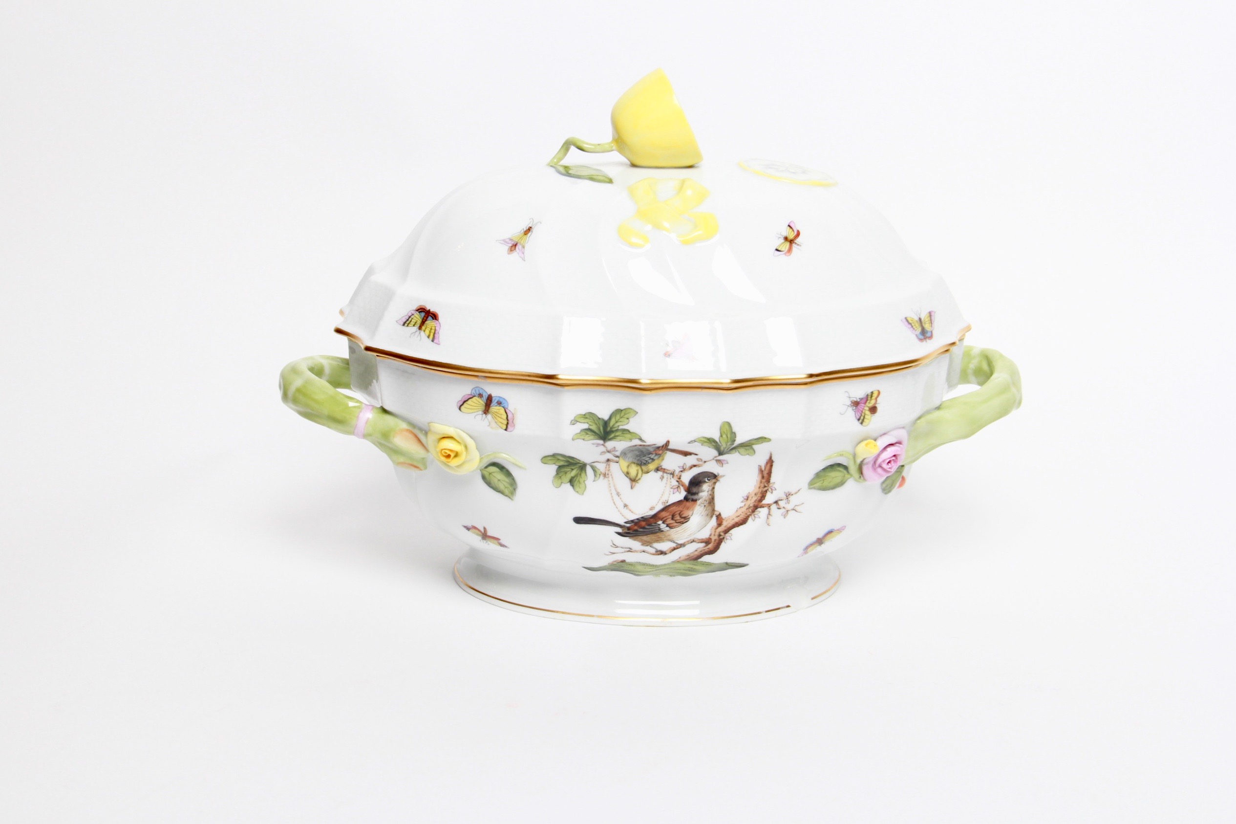 Vintage Herend "Rothschild Bird"  Candlesticks and Soup Tureen