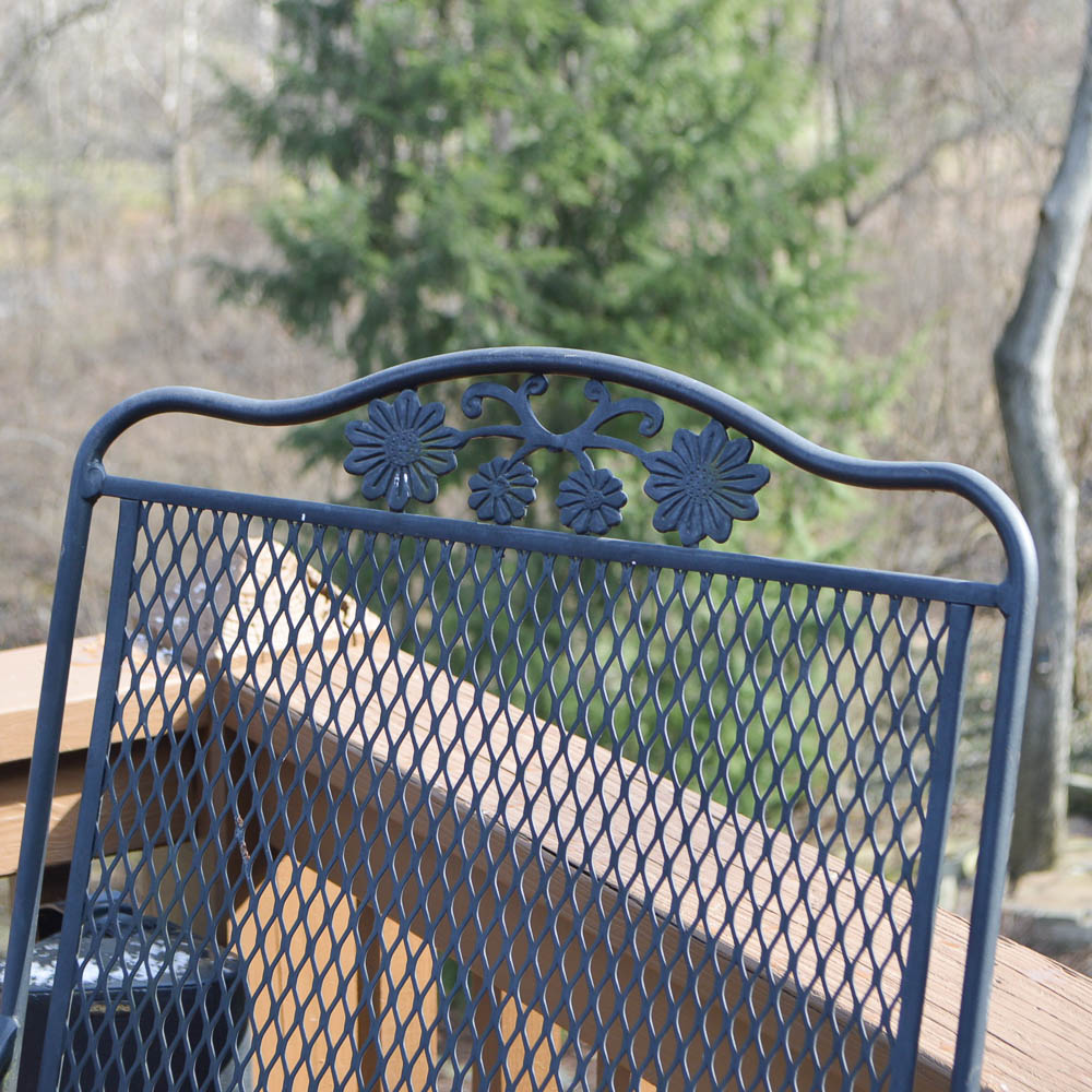 Five Piece Wrought Iron Bar Height Table and Chairs