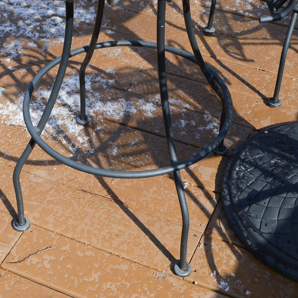 Five Piece Wrought Iron Bar Height Table and Chairs