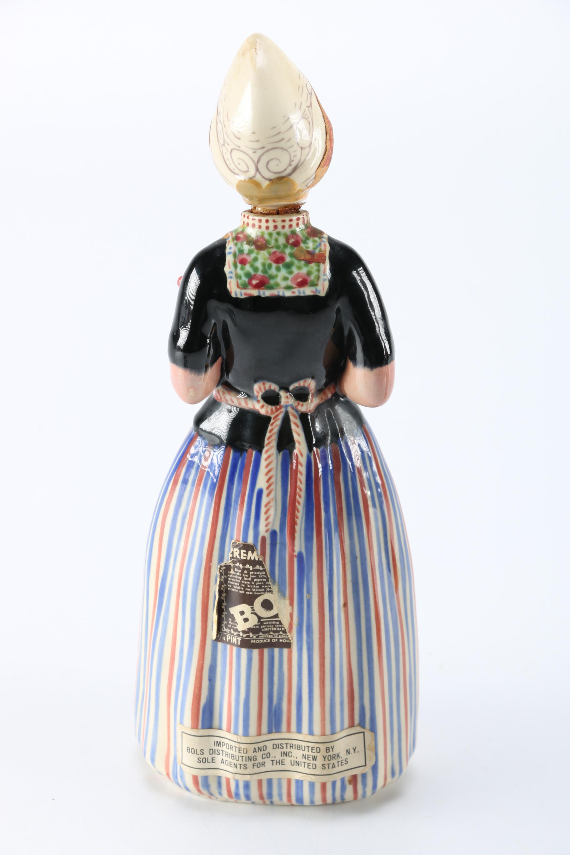 Figural Bols Liqueurs Decanters and Lidded Delft Pottery Jar