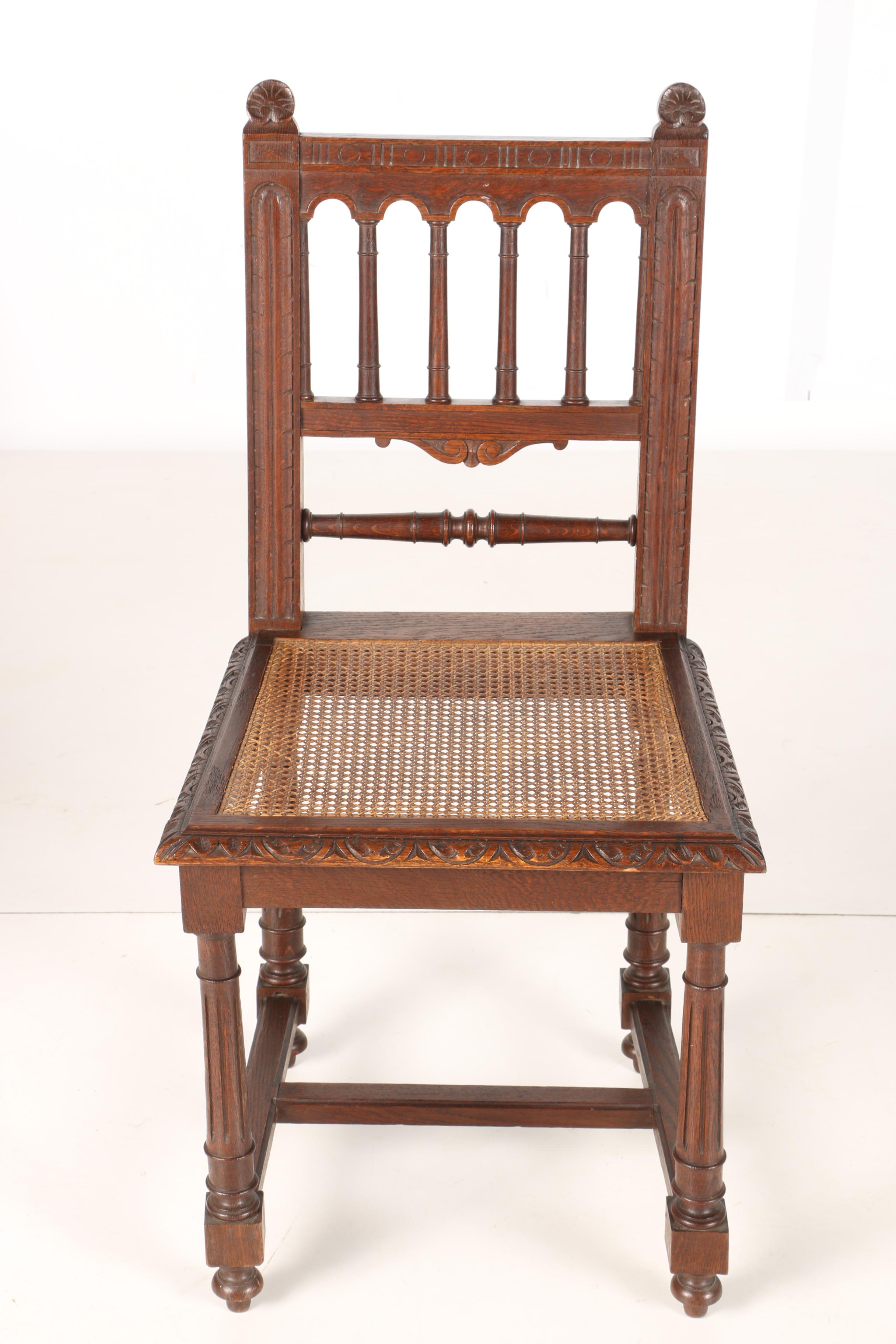 Set of Henri II Style Caned Dining Chairs