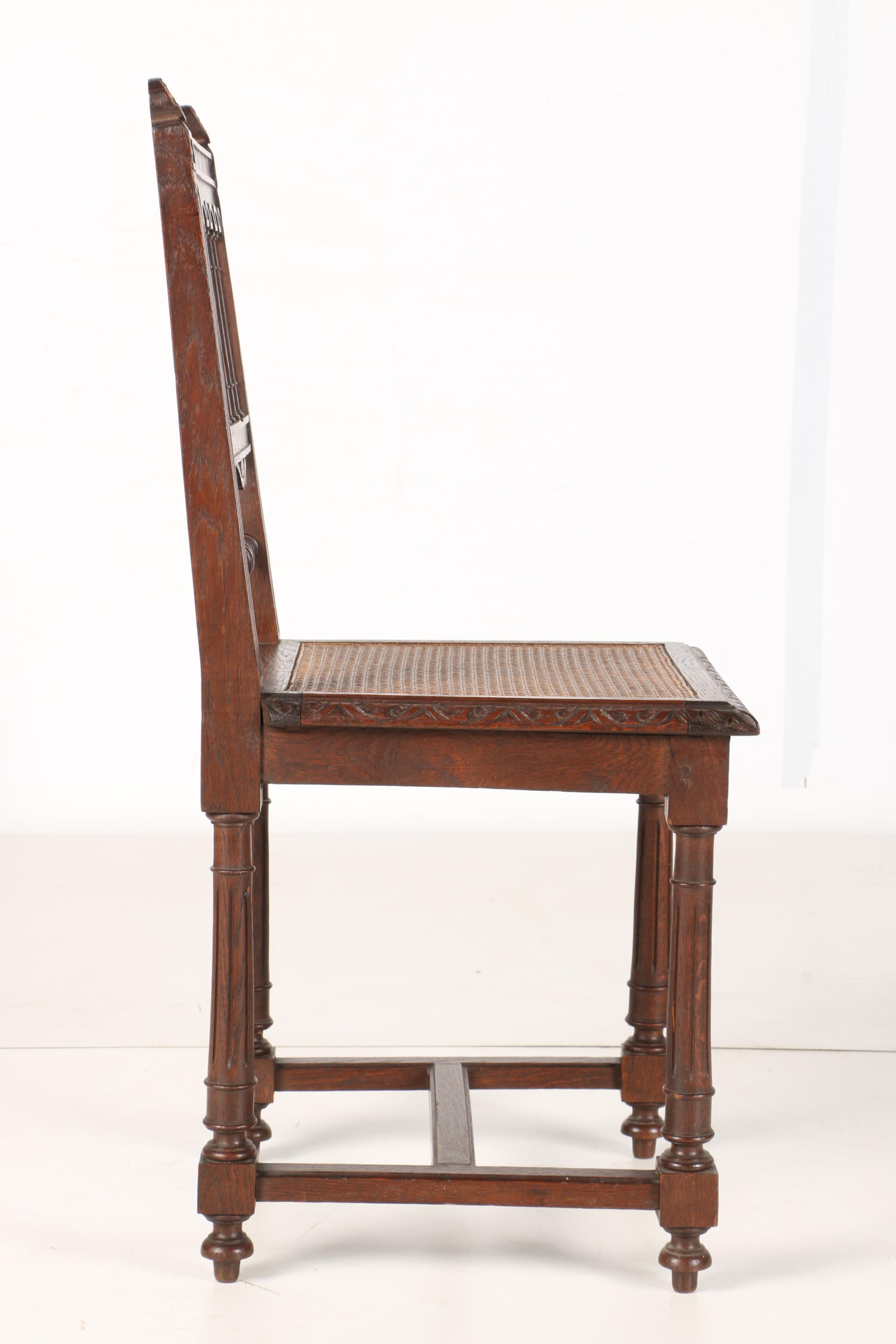 Set of Henri II Style Caned Dining Chairs