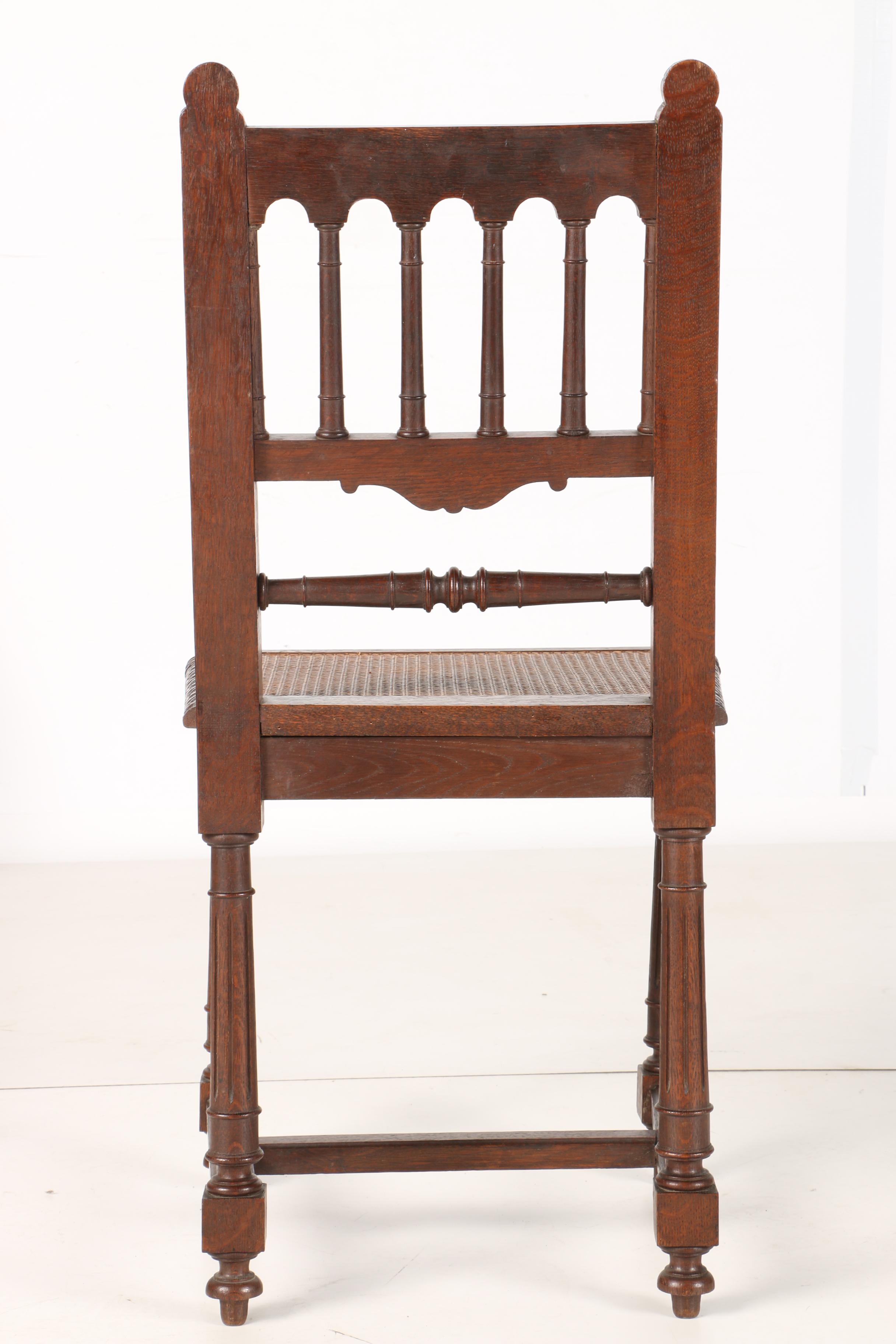 Set of Henri II Style Caned Dining Chairs