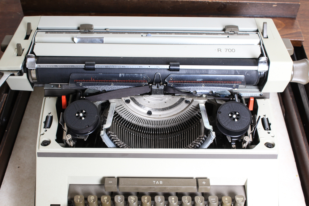 Vintage Typist's Desk with Typewriter and Chair