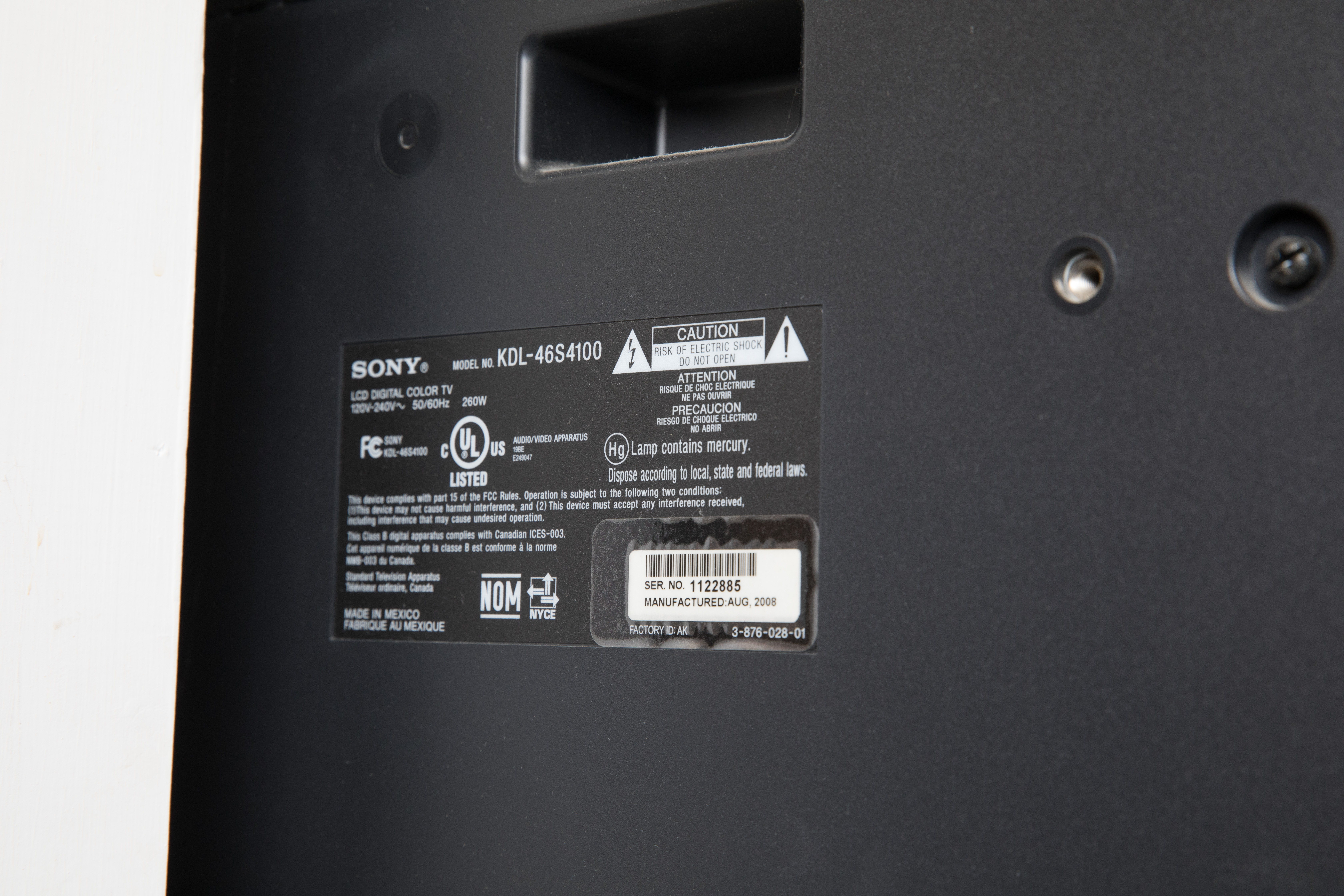 Sony 46" Bravia LCD Television