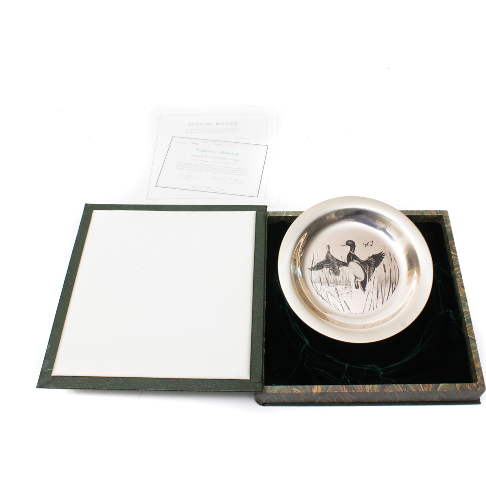 Limited Edition Sterling "The Mallards" Plate by Richard Evans Younger with CoA