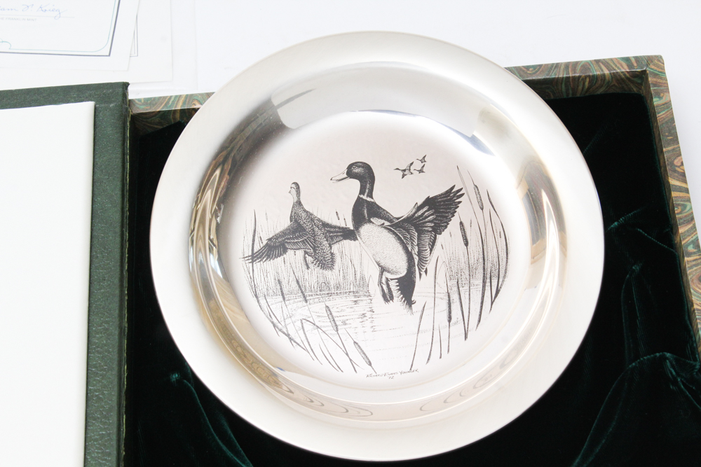 Limited Edition Sterling "The Mallards" Plate by Richard Evans Younger with CoA