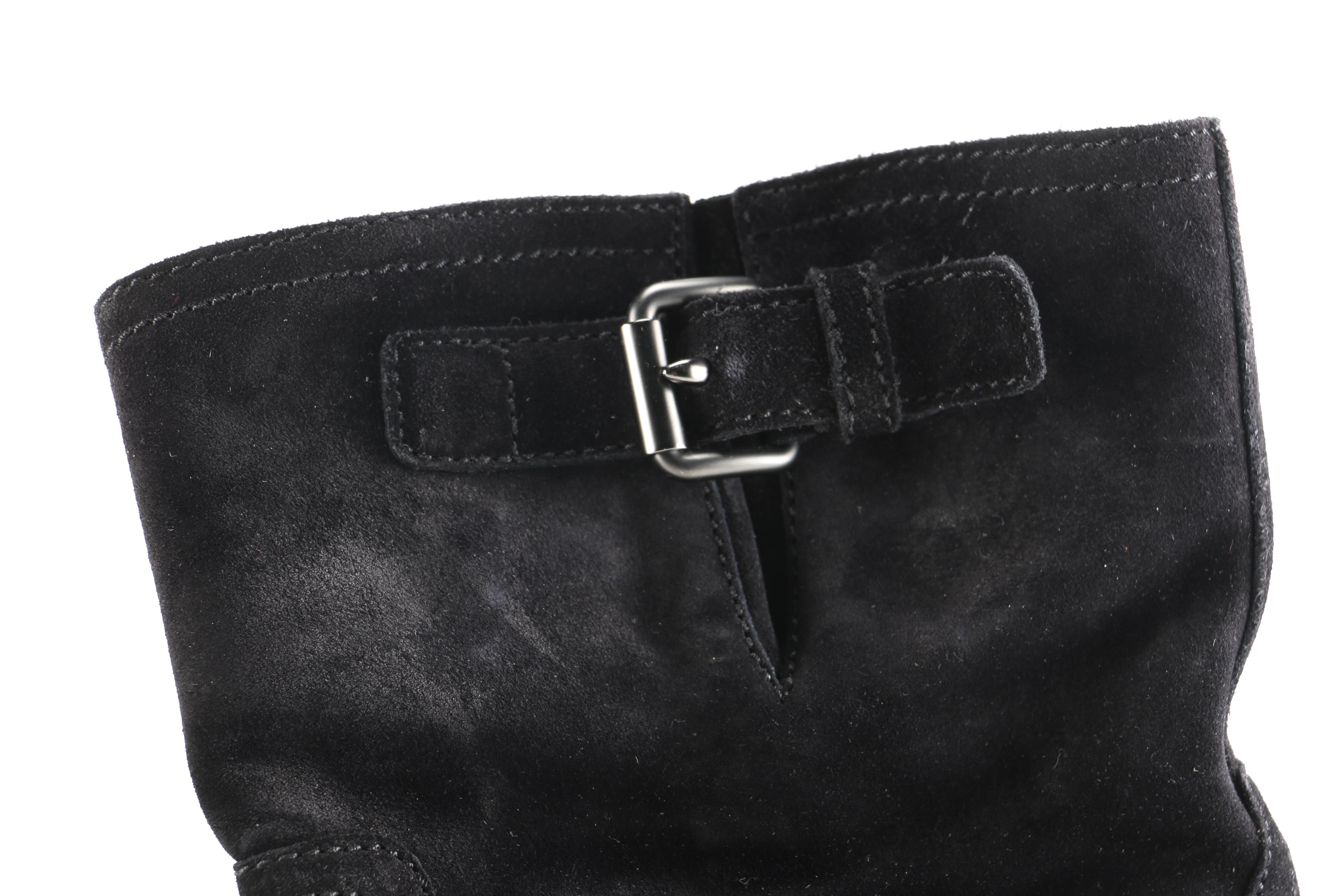 Prada Black Suede Wedge Boots