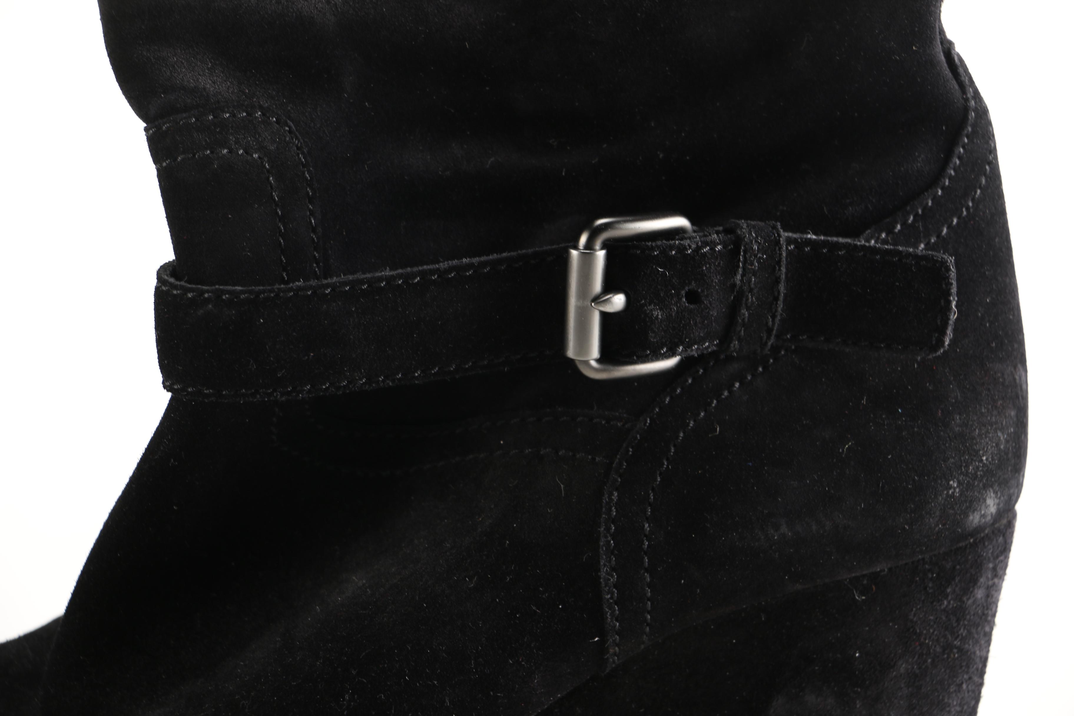 Prada Black Suede Wedge Boots