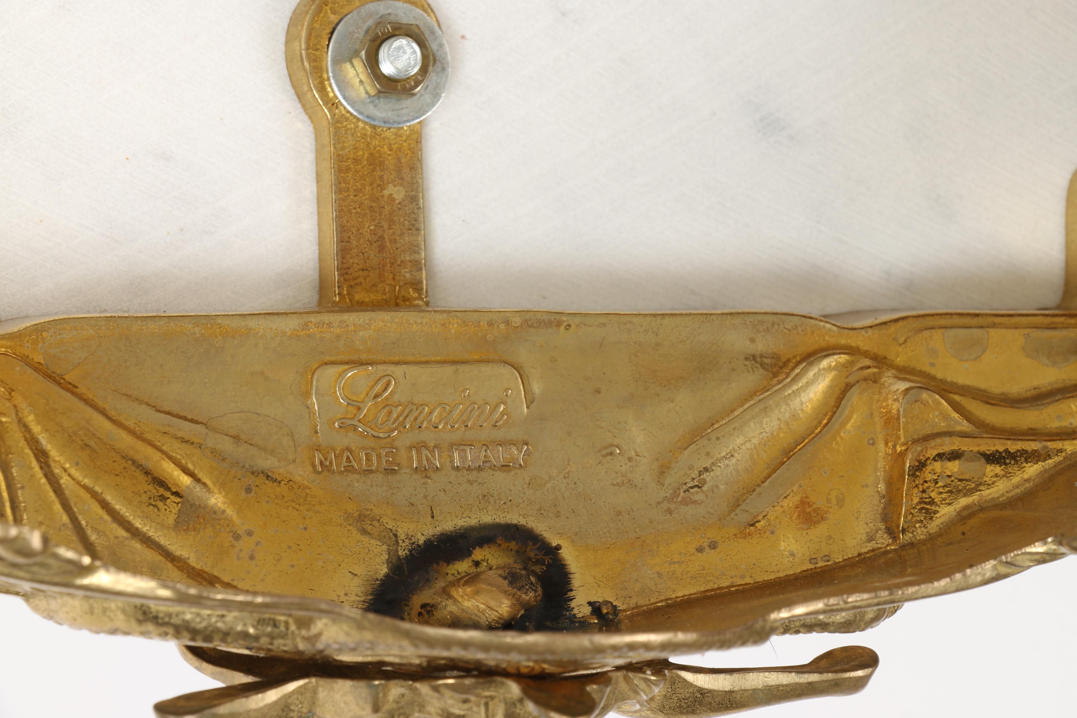 Lancini Italian Brass, Bronze, and Marble Mantle Clock