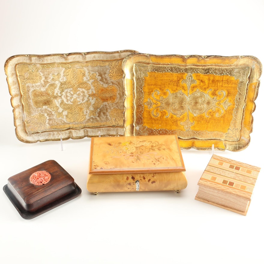 Italian Music Box, Florentine Style Trays and More