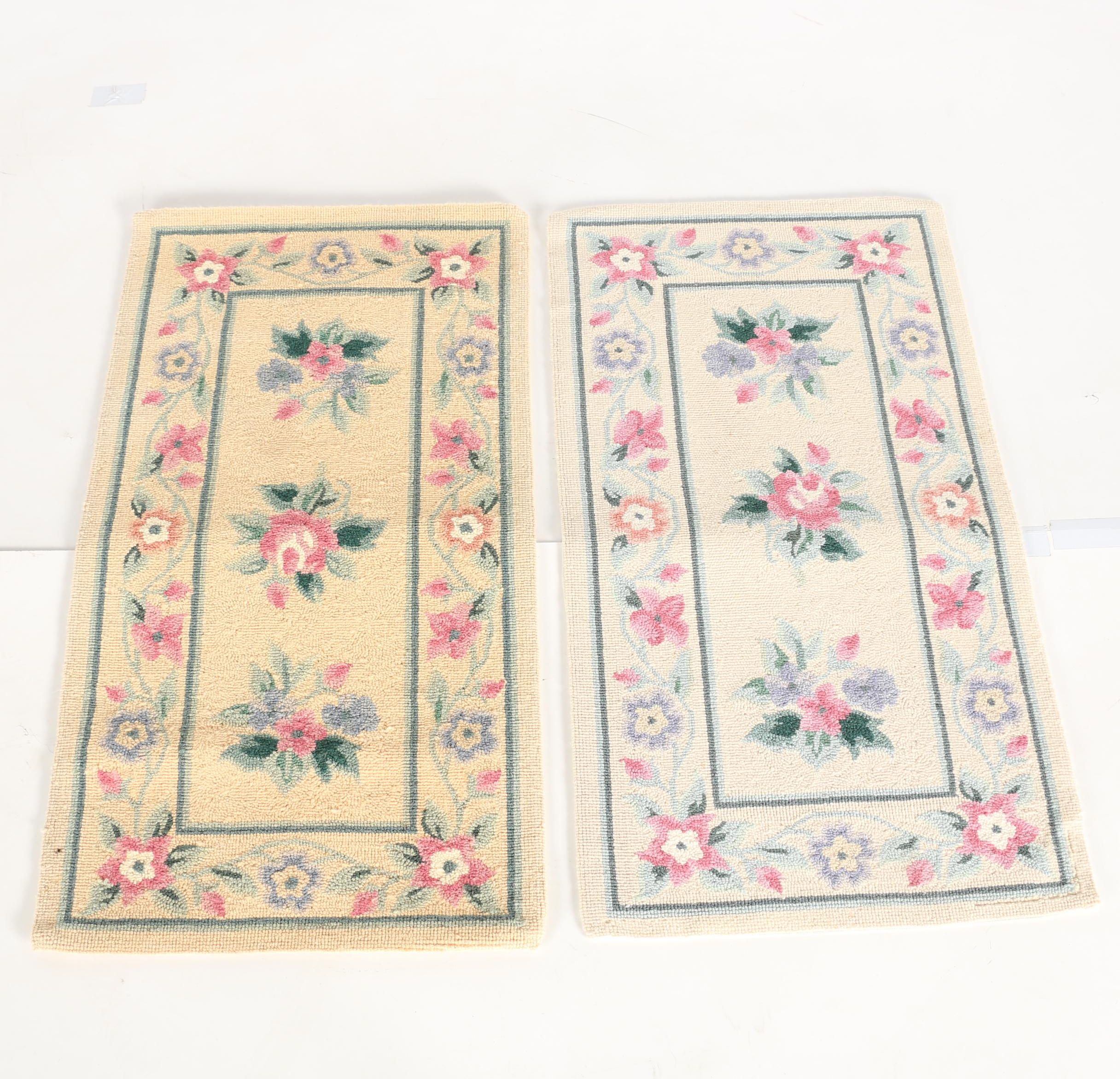 Pair of Hooked Floral Carpet Runners