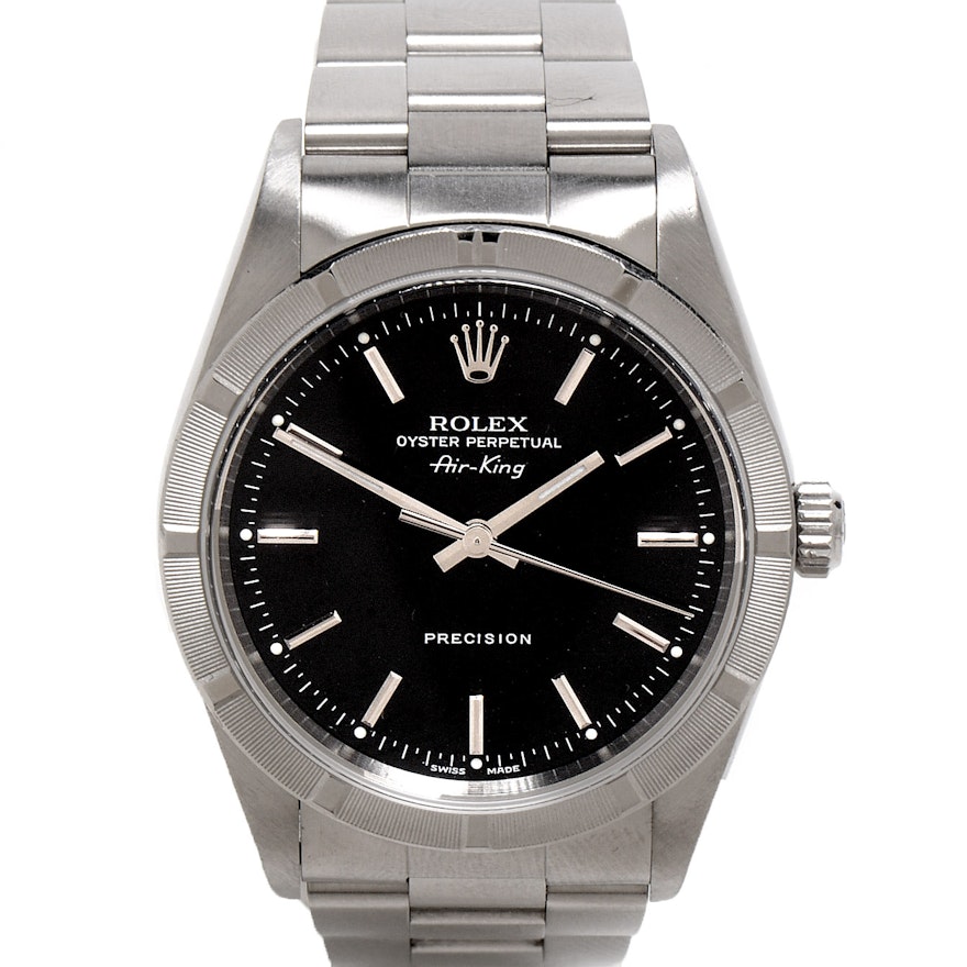 Rolex Perpetual Air-King Black Steel Dial Automatic Wristwatch