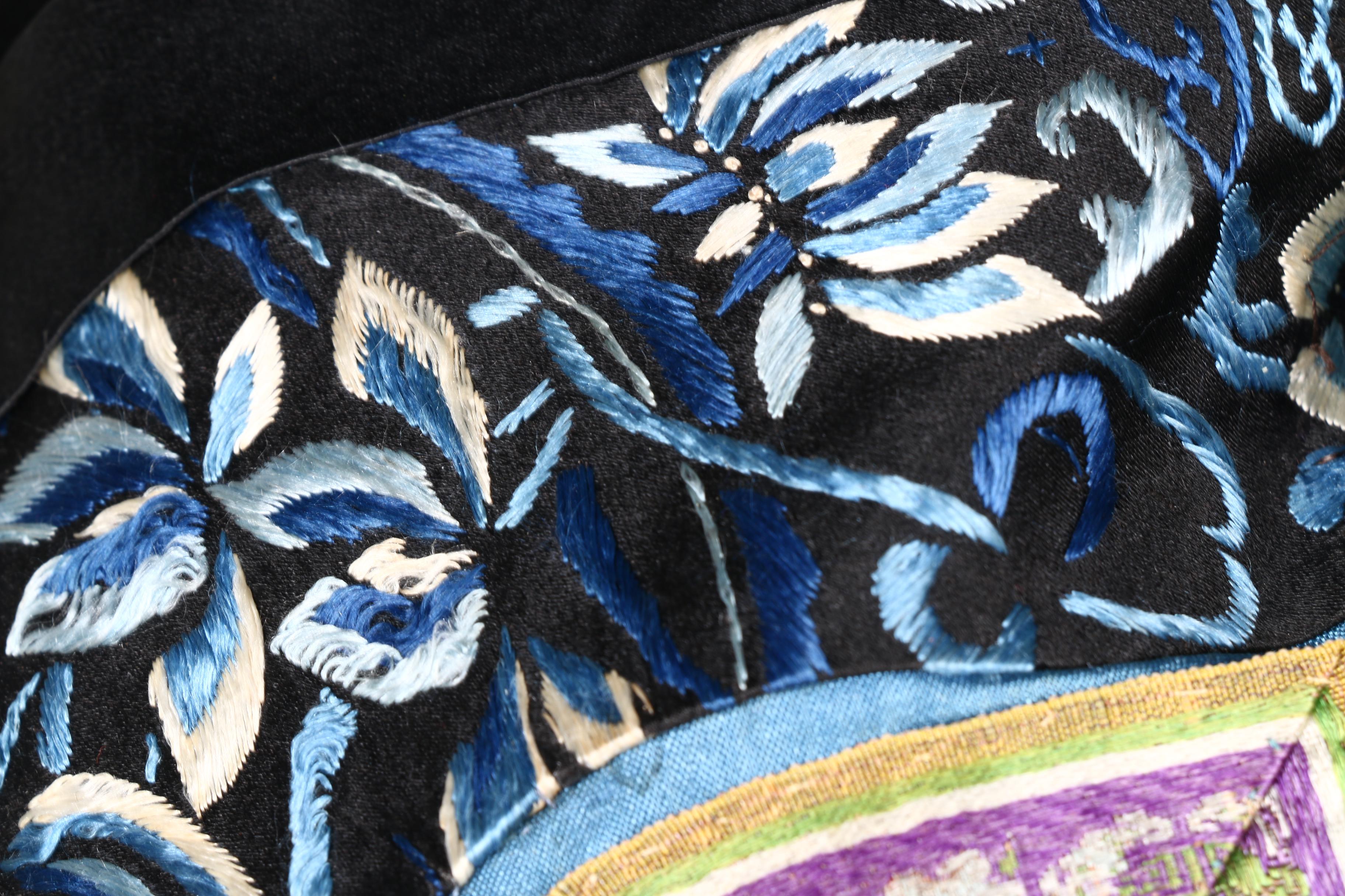 Two 19th Century Chinese Blue Silk Robes With Embroidery