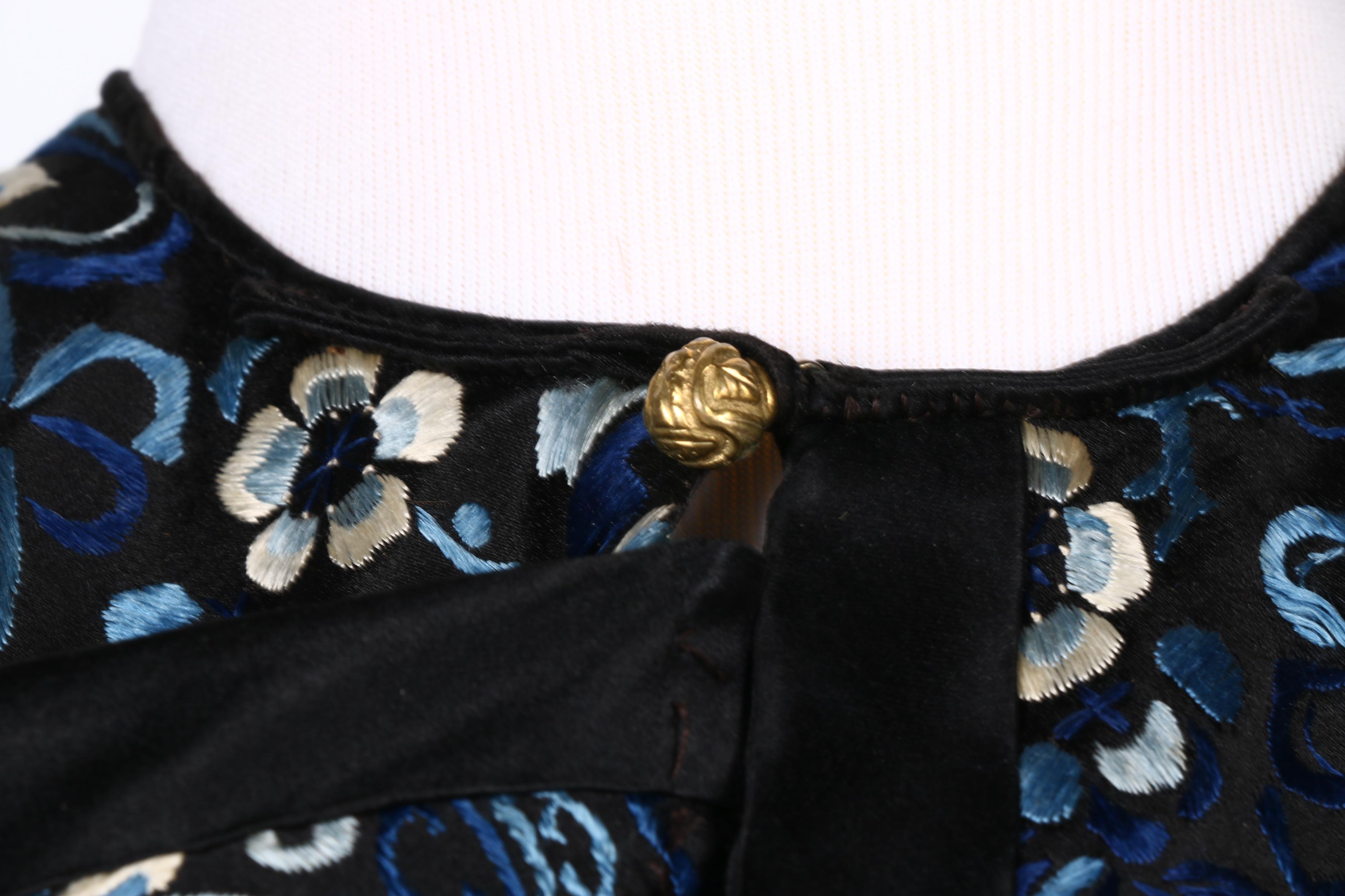 Two 19th Century Chinese Blue Silk Robes With Embroidery