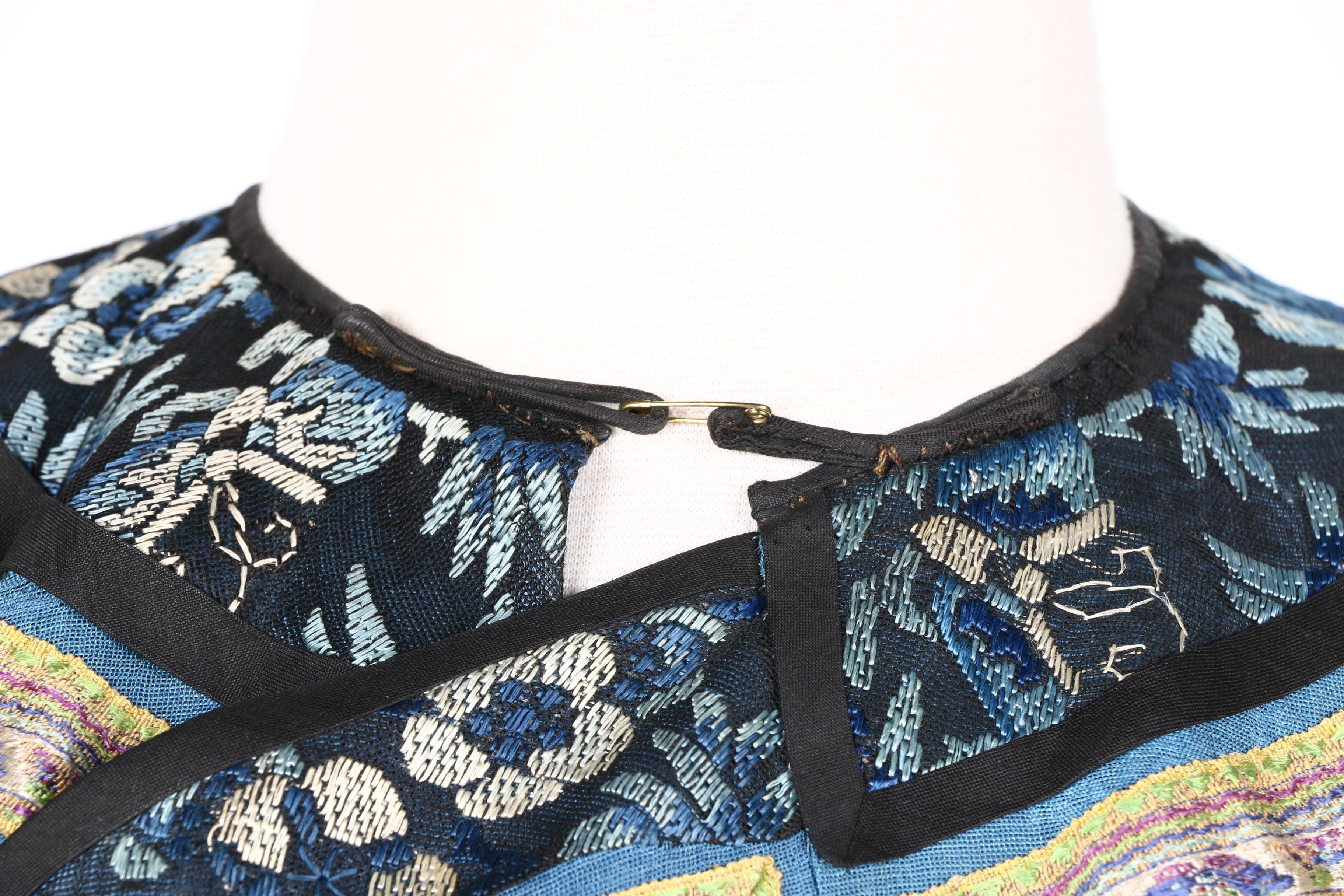 Two 19th Century Chinese Blue Silk Robes With Embroidery