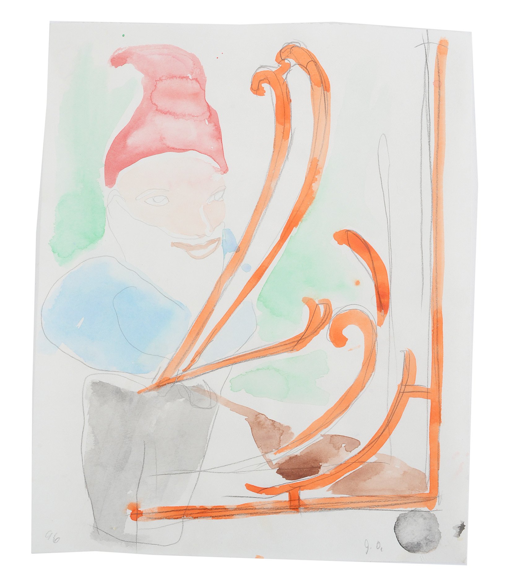 Two Joel Otterson Original 1996 Watercolor Sketches from Series "10 Studies for Sculpture"