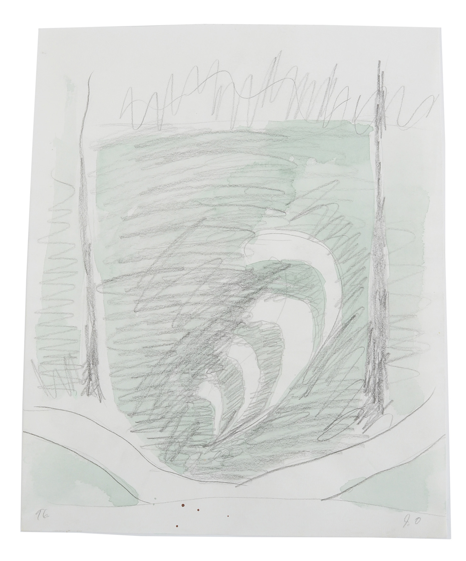 Two Joel Otterson Original 1996 Watercolor Sketches from Series "10 Studies for Sculpture"