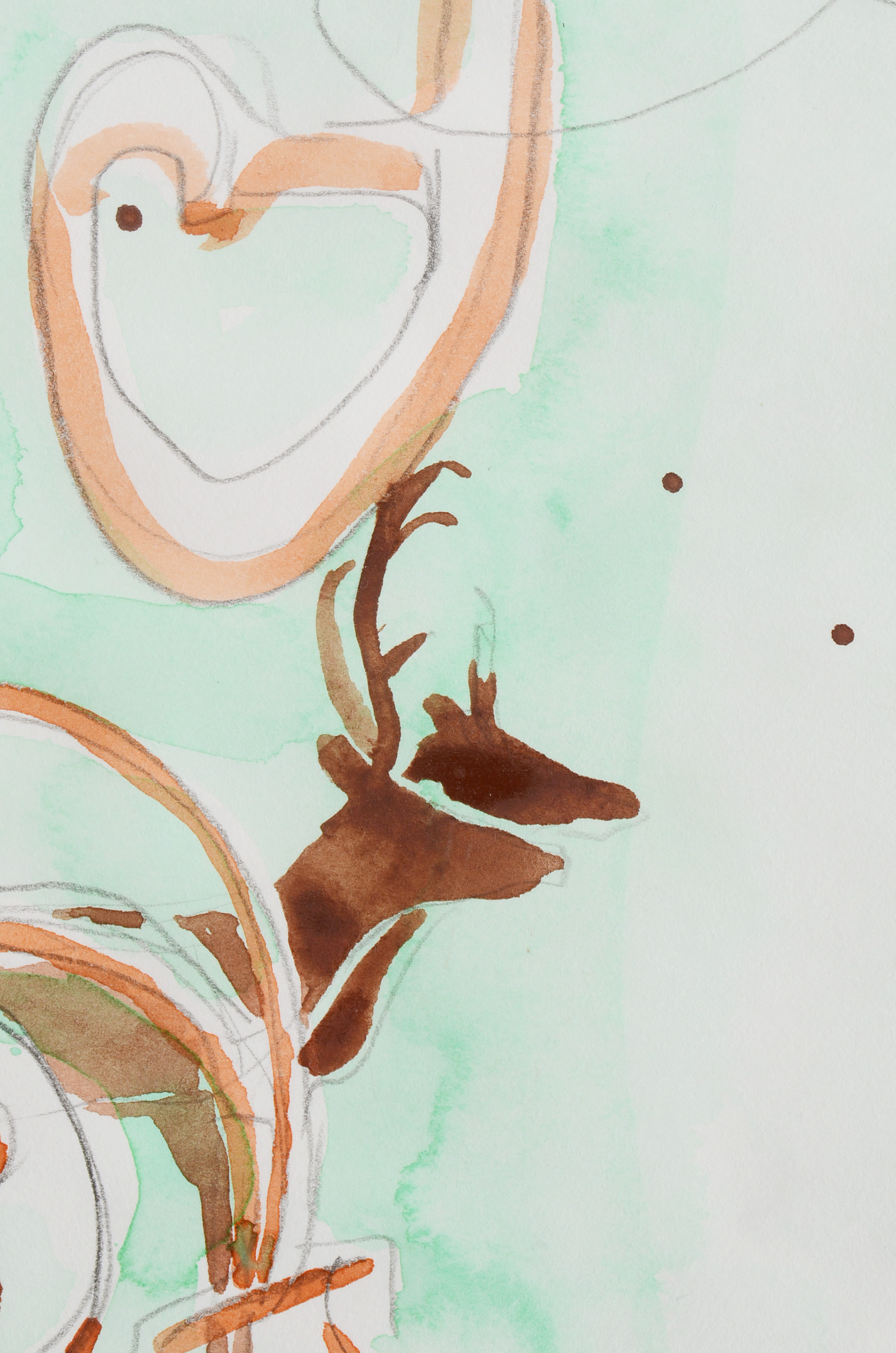 Two Joel Otterson Original 1996 Watercolor Sketches from Series "10 Studies for Sculpture"